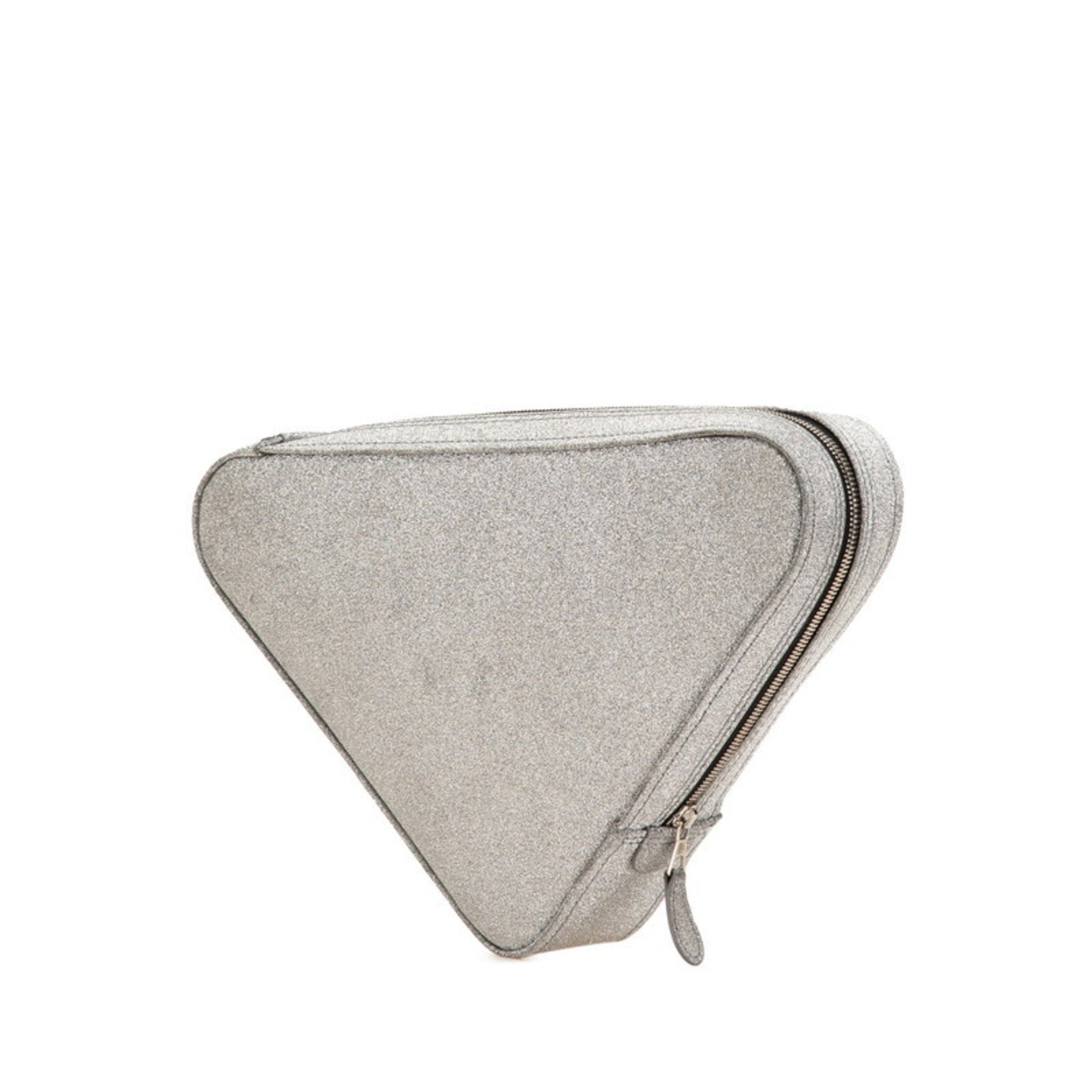 Balenciaga Triangle Glitter Clutch Bag Leather