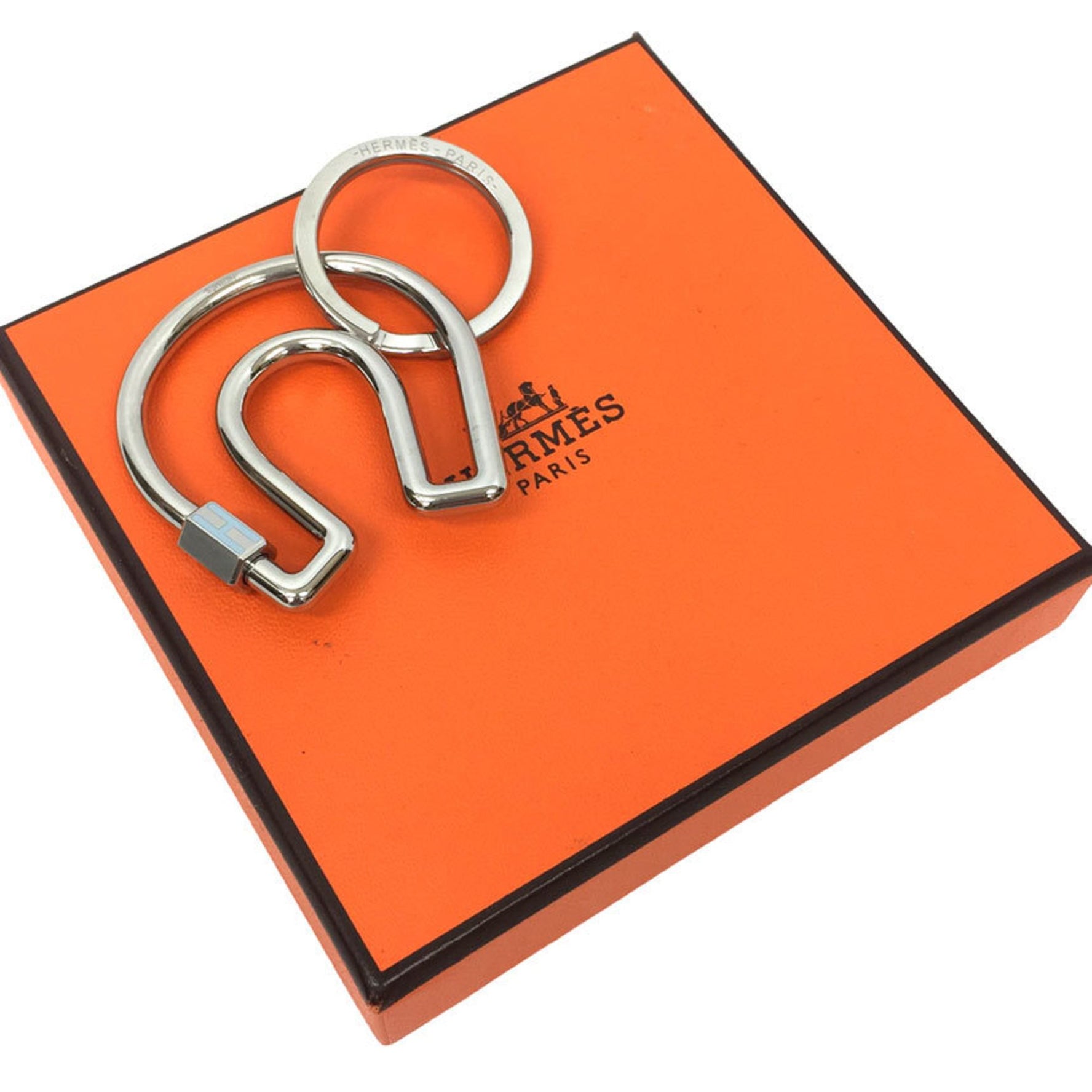 Hermes HERMES Keychain Key Ring Fer Cheval Silver Metal Stainless Steel Horseshoe 2022