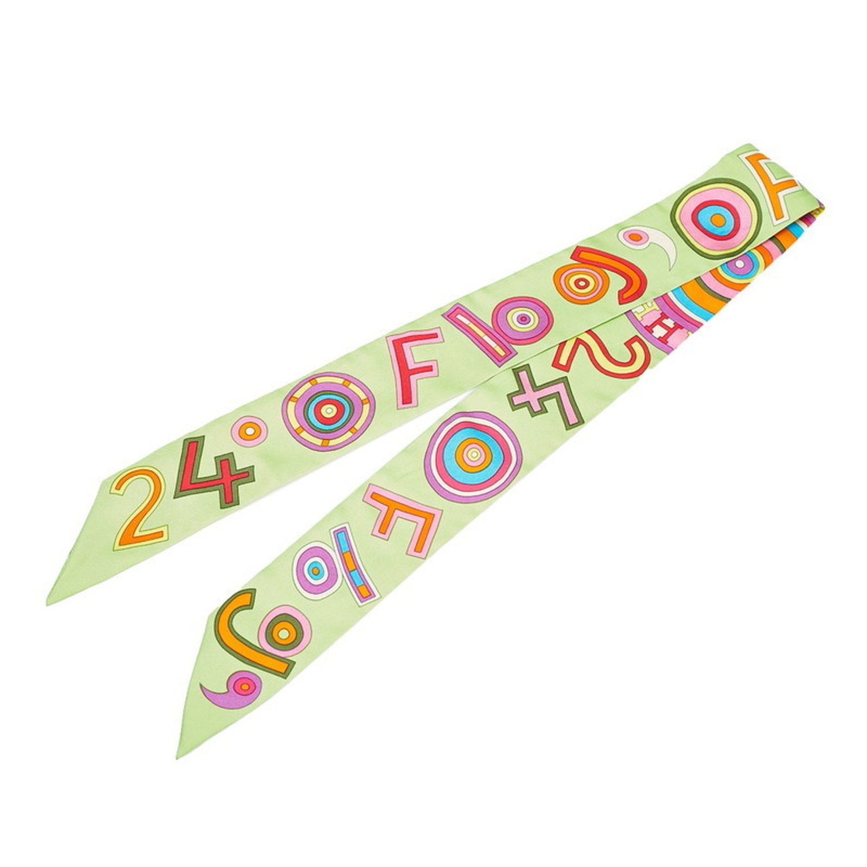 Hermes Twilly TOHU BOHU 24 Fbg Scarf, Green Multicolor Silk