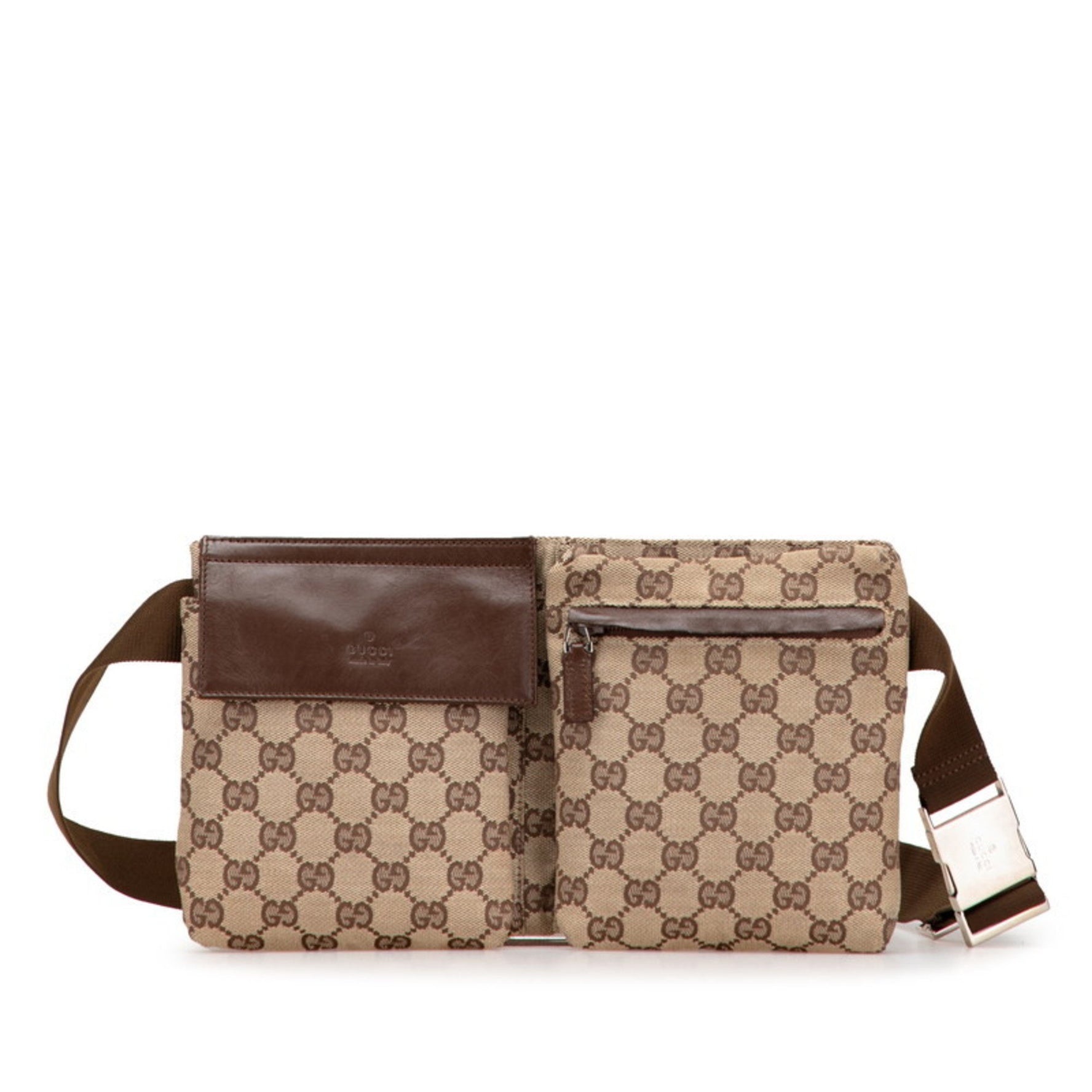 Gucci GG Canvas Body Bag/Waist Bag Beige/Brown Canvas/Leather