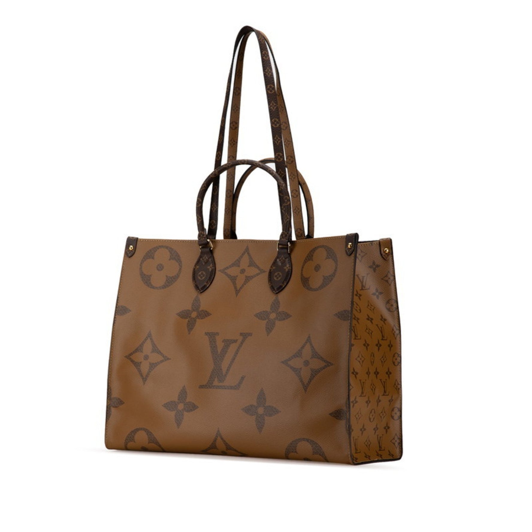 Louis Vuitton Monogram Giant Reverse On-the-Go GM Handbag Tote Bag M44576 Brown PVC Leather Women's LOUIS VUITTON