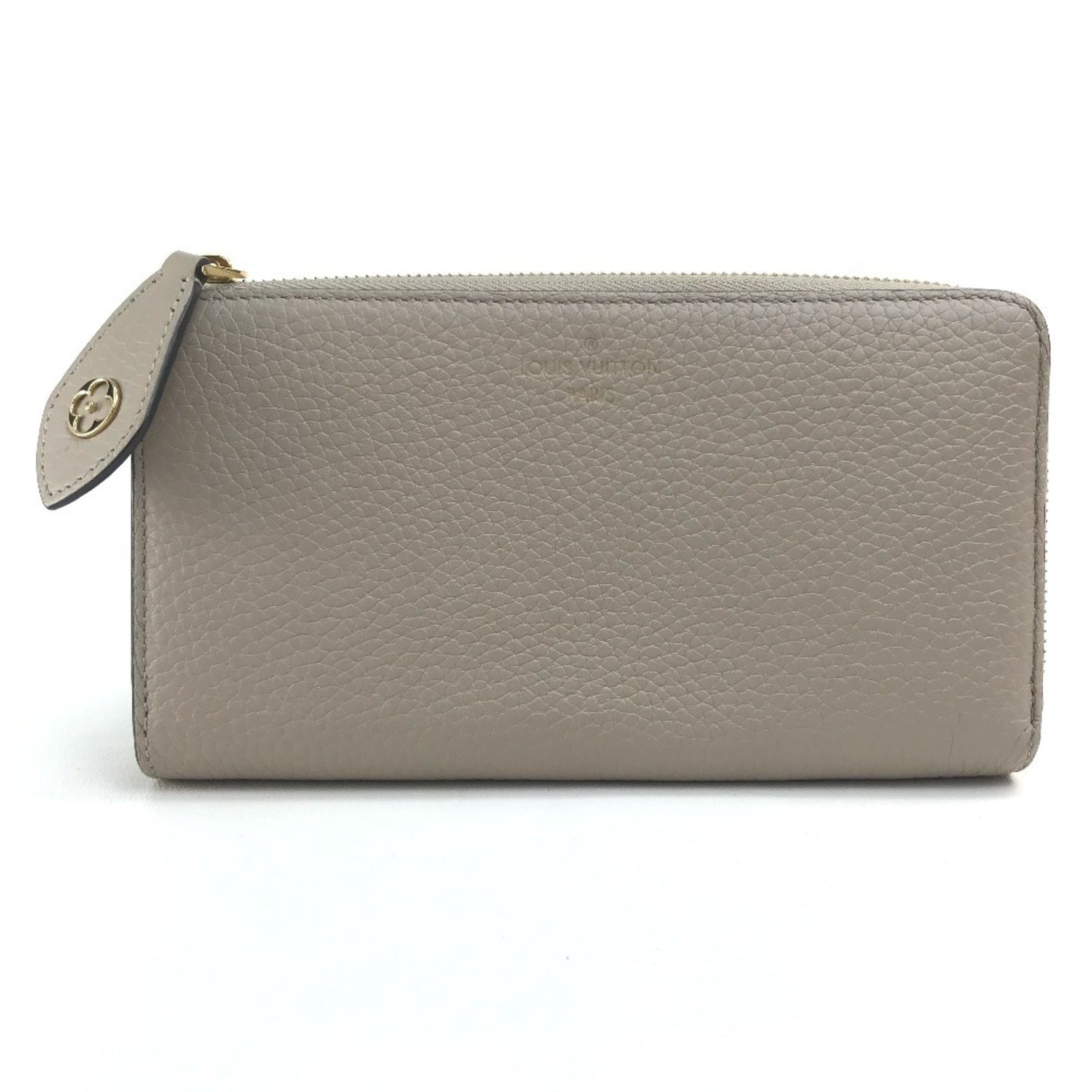 LOUIS VUITTON M63104 Monogram Flower Portefeuille Comete Zippy Wallet, Taurillon Leather, Women's, Gallé Pattern, Beige with Gold Hardware