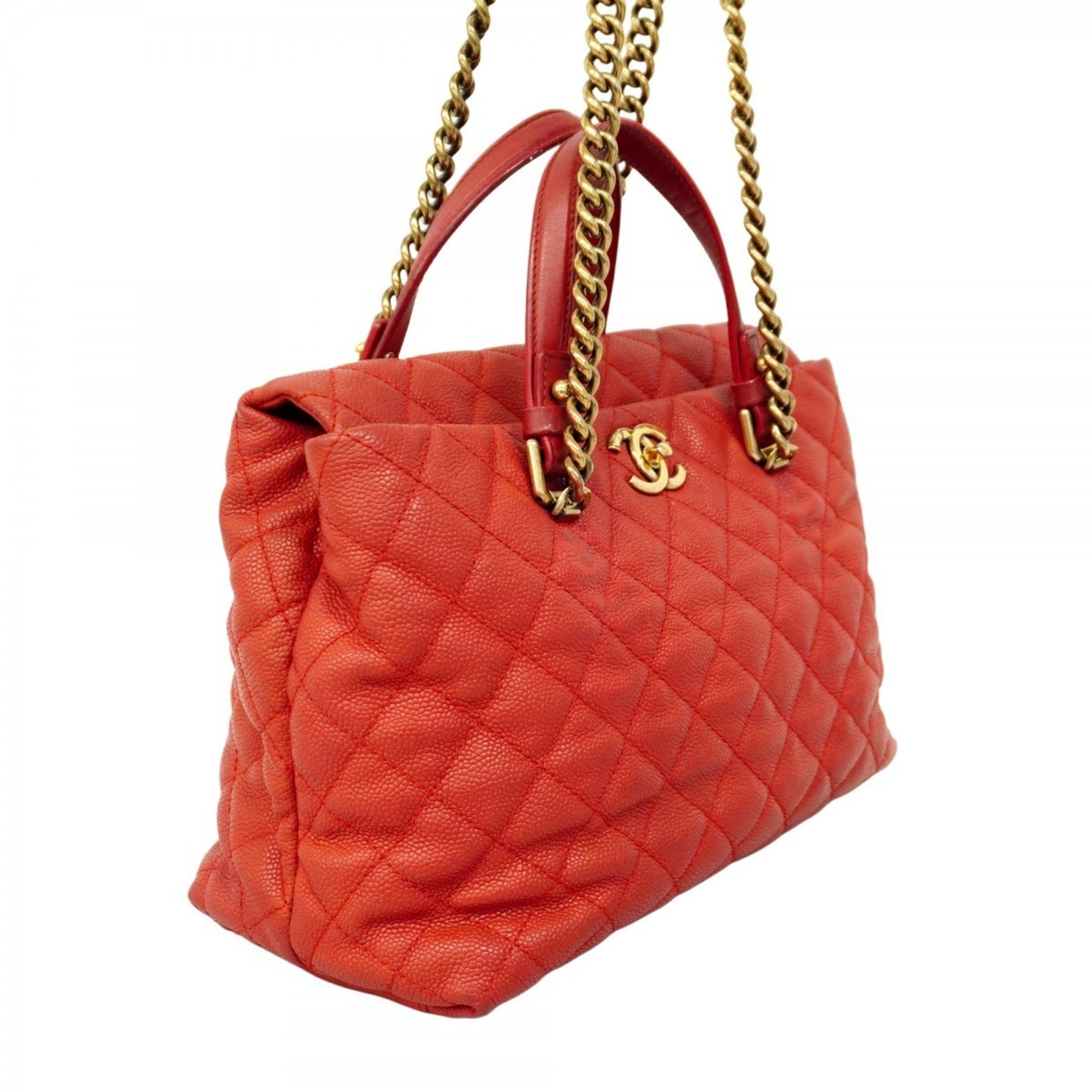 Chanel Matelasse Portobello Chain Handbag in Caviar Leather, Red, Bag