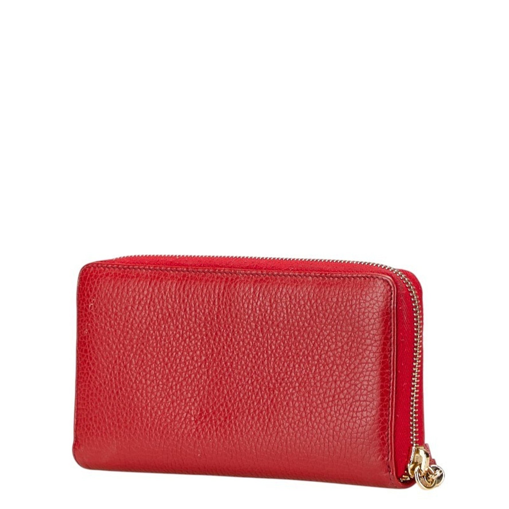 Gucci Interlocking G Soho Tassel Zip-Around Long Wallet Red Leather