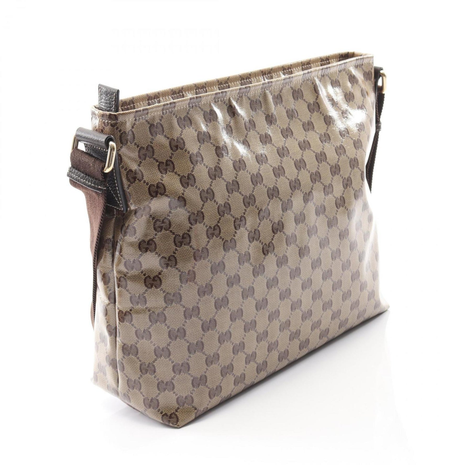 Gucci GG Crystal Shoulder Bag, Coated Canvas and Leather, Men's Beige Brown