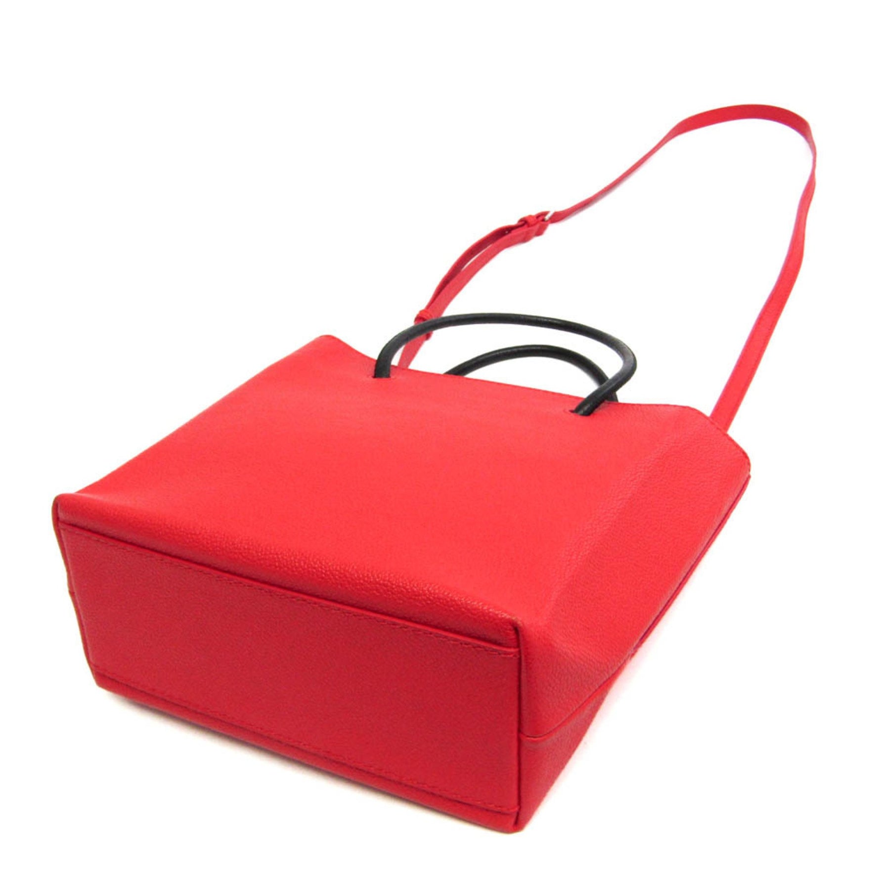 Balenciaga Shopping Tote XXS Women's Leather Handbag,Shoulder Bag Black,Red Color