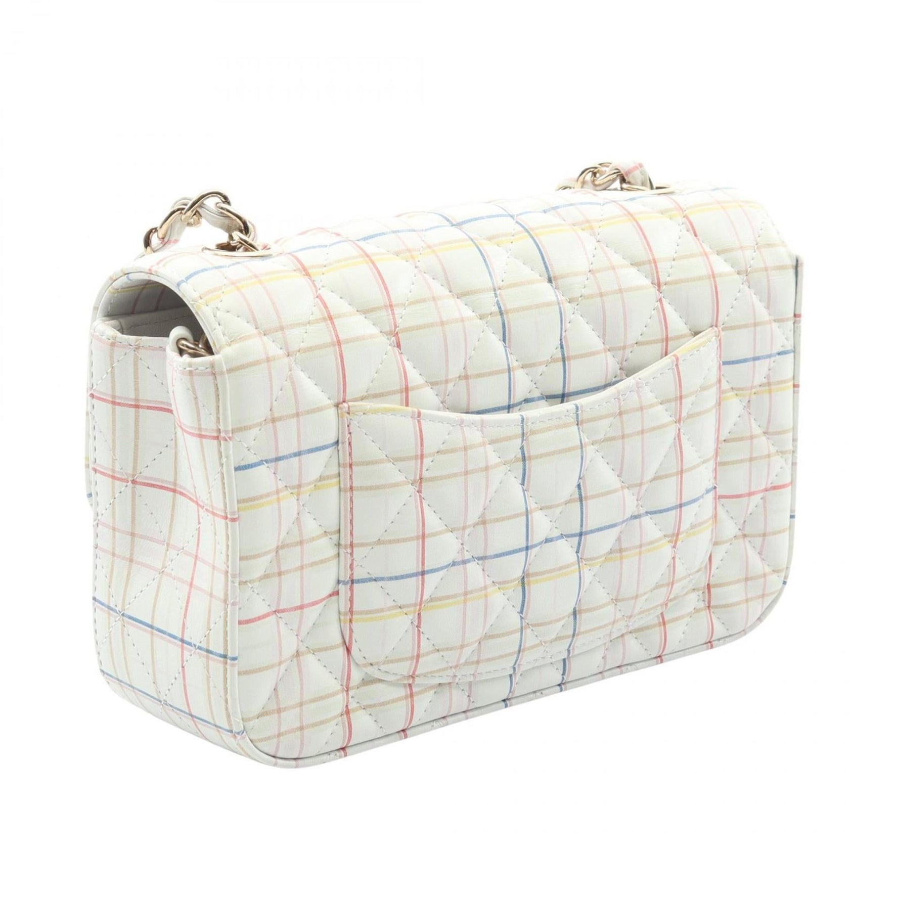 CHANEL Mini Matelasse 20 Shoulder Bag, Leather, White, Multicolor