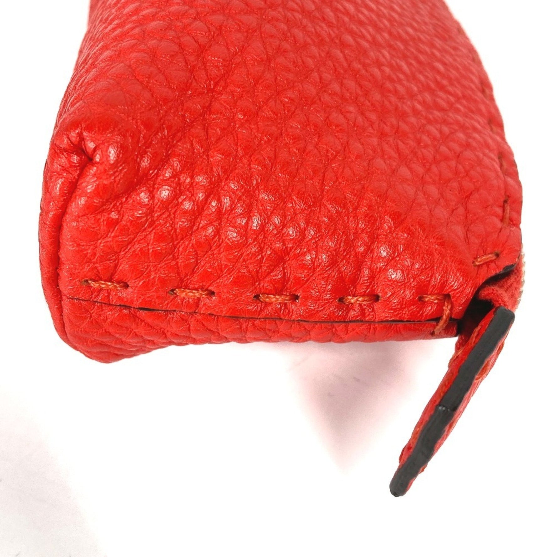 FENDI Selleria Mini Pouch, Coin Purse, Wallet, Leather, Red