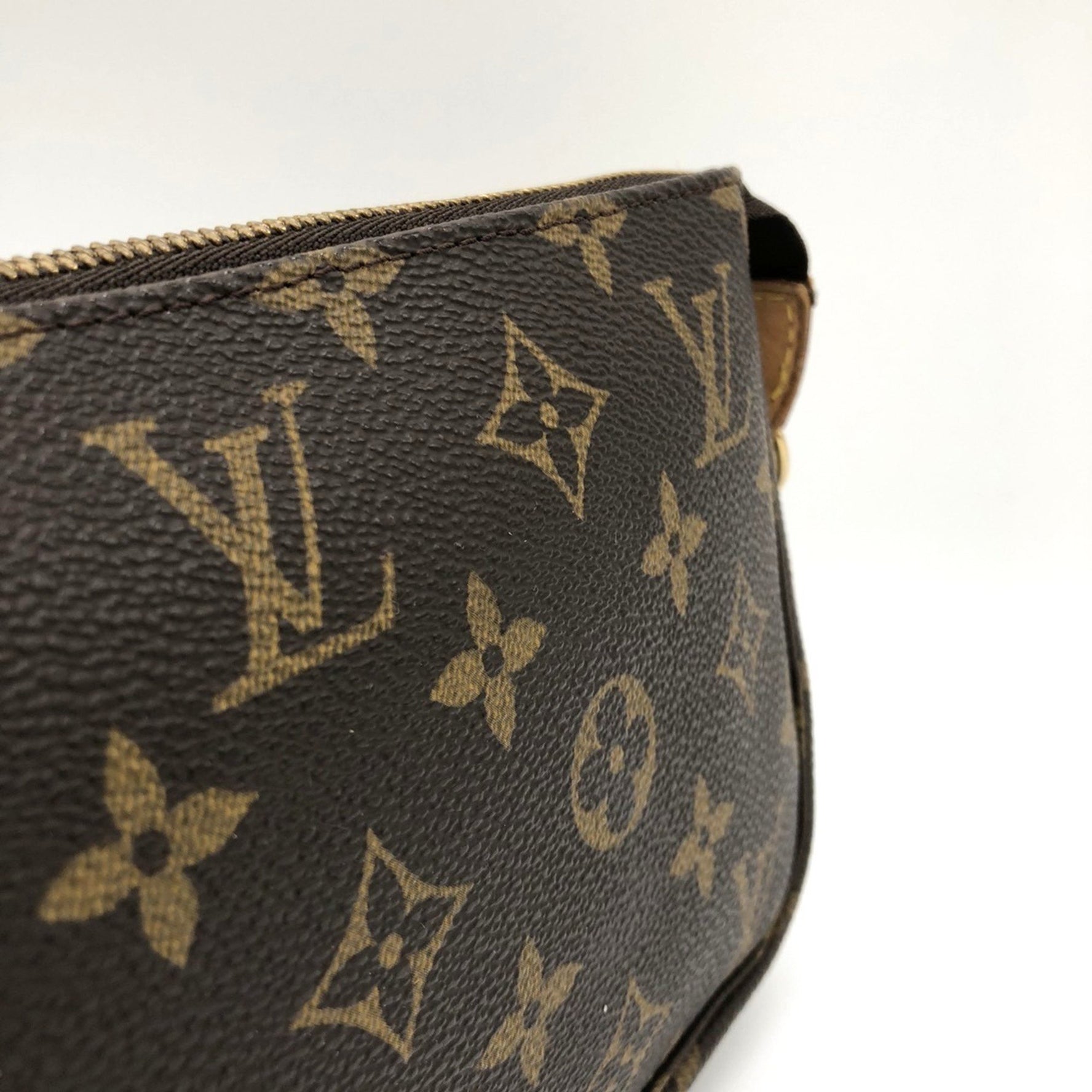Louis Vuitton Pochette Accessoires Handbag Brown Monogram Canvas Leather