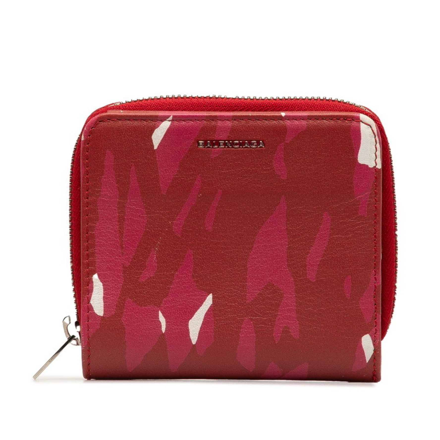 Balenciaga Bi-fold Compact Wallet Red Leather Women's BALENCIAGA