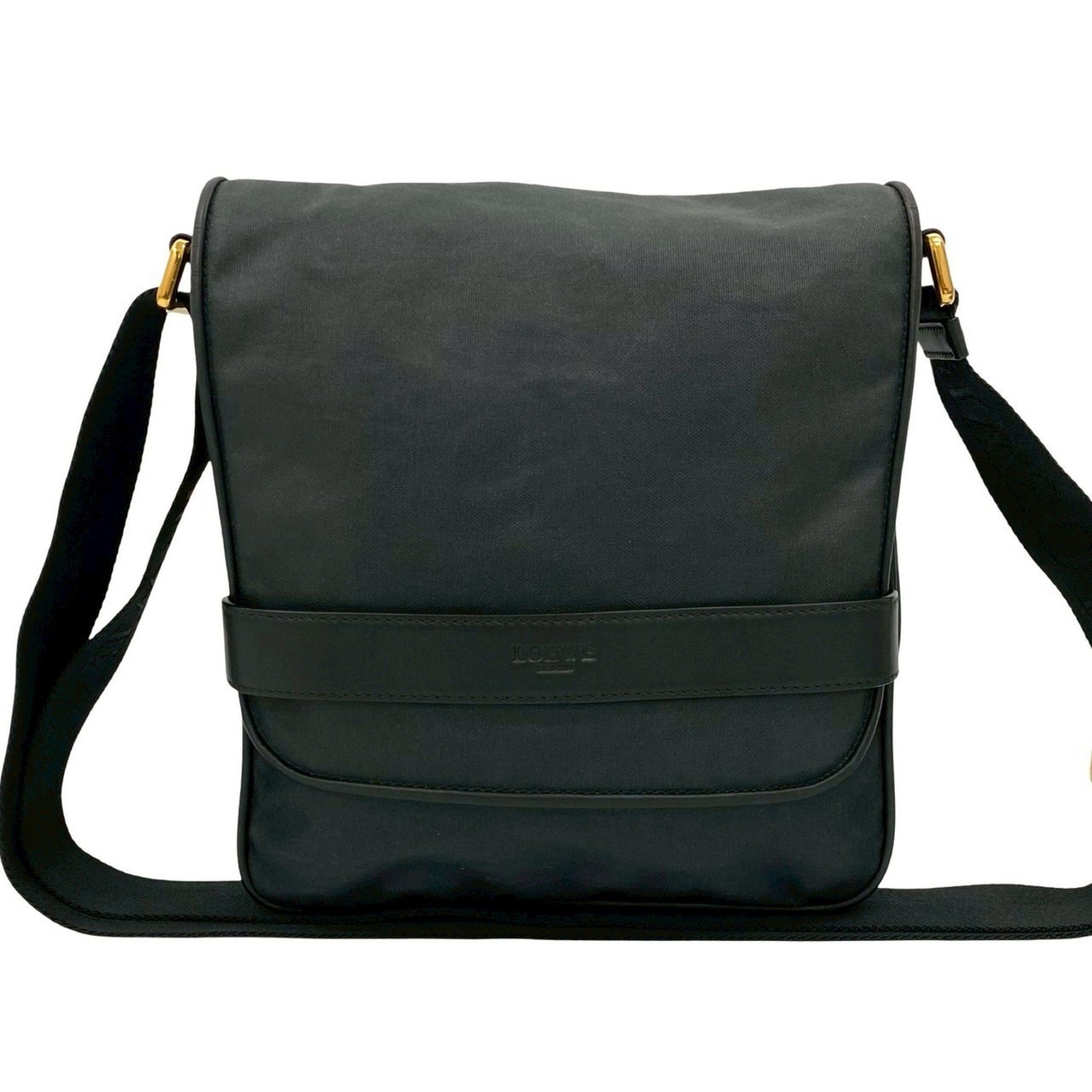 LOEWE Logo Engraved Leather Coated Canvas Shoulder Bag/Messenger Bag Sacoche
