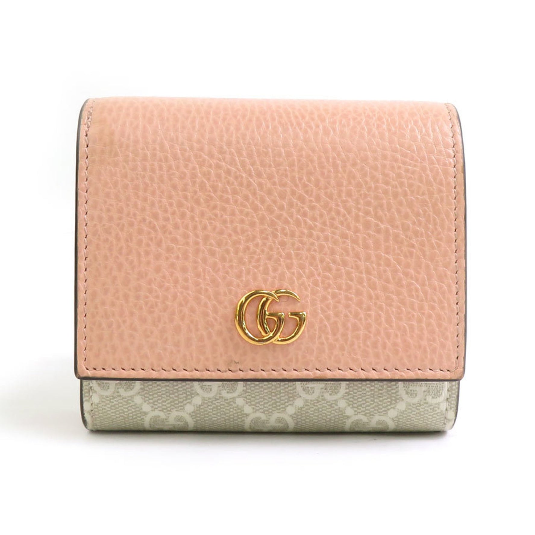 Gucci GG Marmont Leather Bi-fold Wallet in Pink and Beige