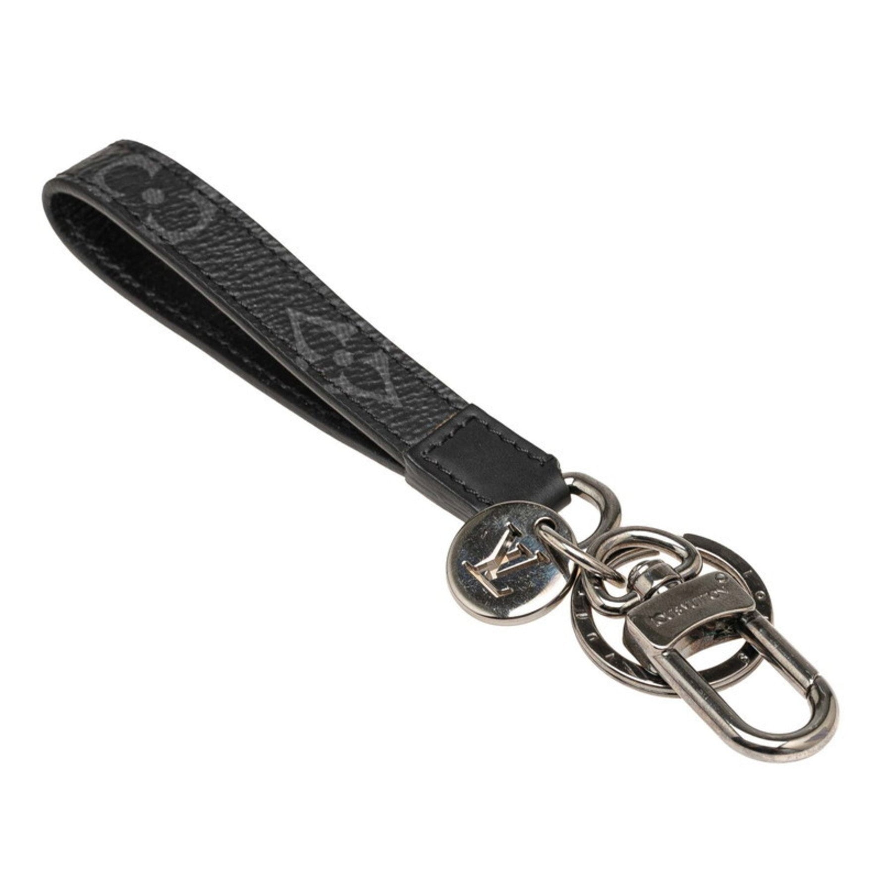 Louis Vuitton Monogram Eclipse Porte-Clés Dragonne Keychain Key Ring Leather LOUIS VUITTON