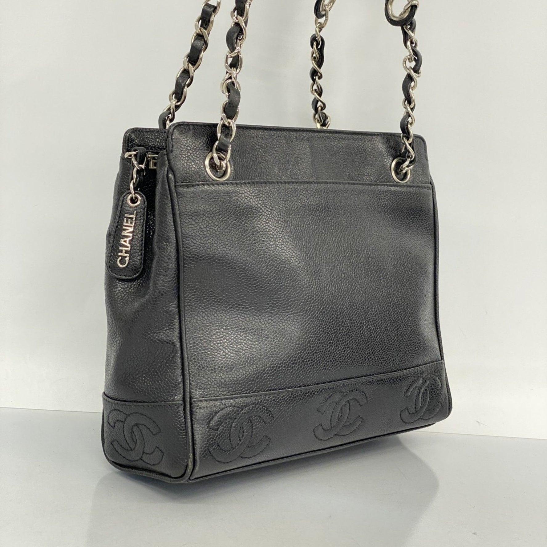 Chanel Triple Coco Chain Shoulder Bag in Caviar Skin
