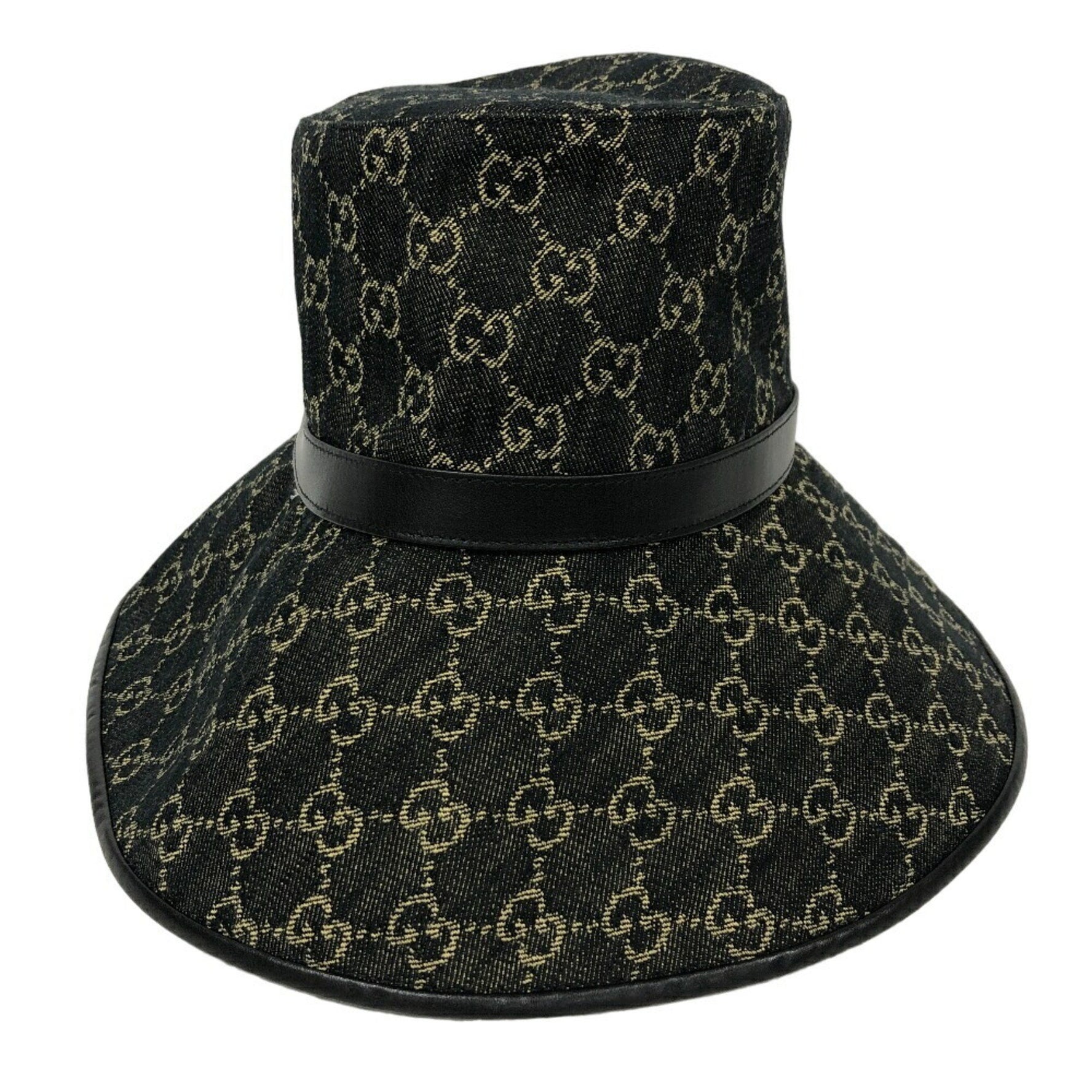 GUCCI GG Jacquard Denim M 57 Hat Black Unisex
