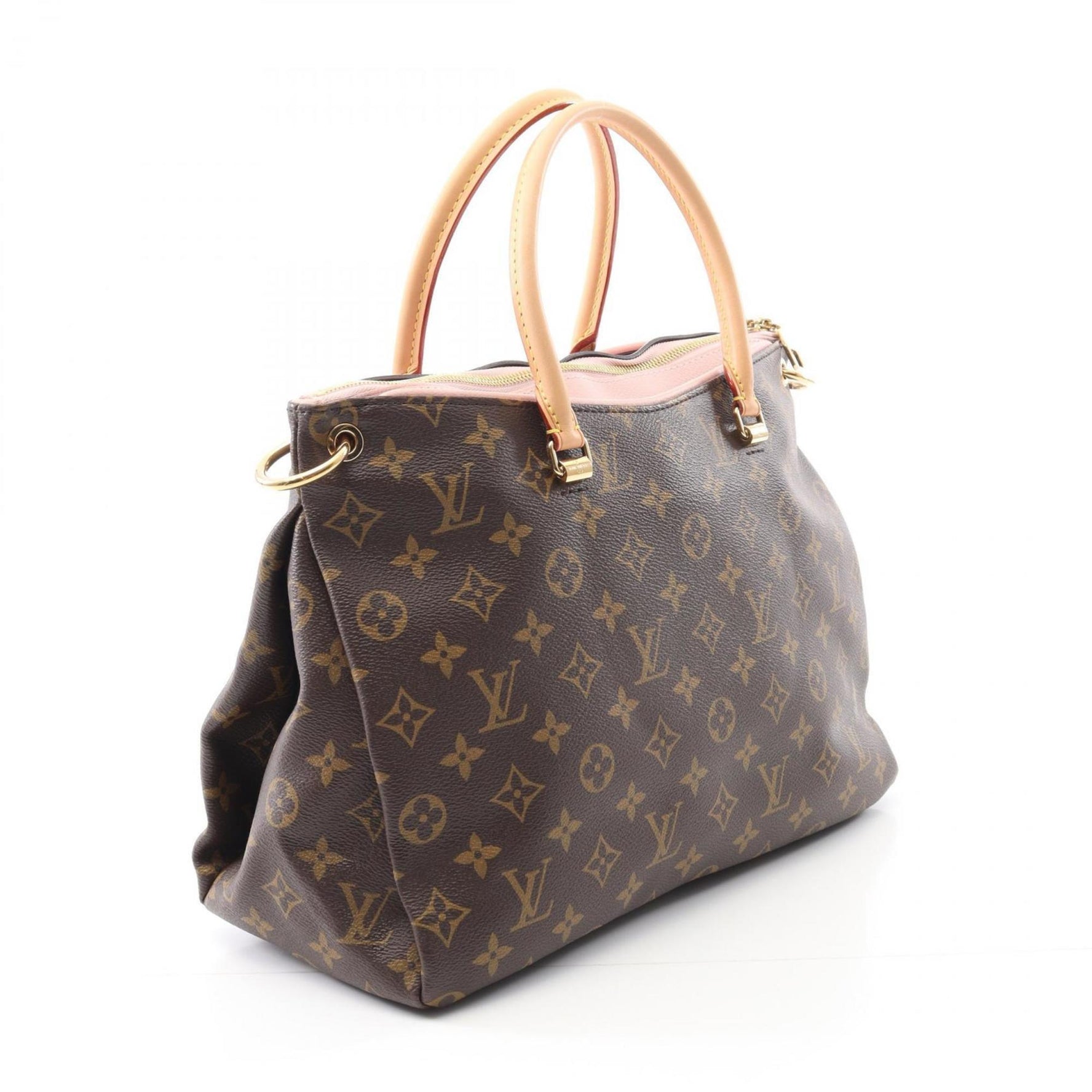 Louis Vuitton Pallas Handbag, Coated Canvas and Leather, Monogram, Brown, Black, Pink