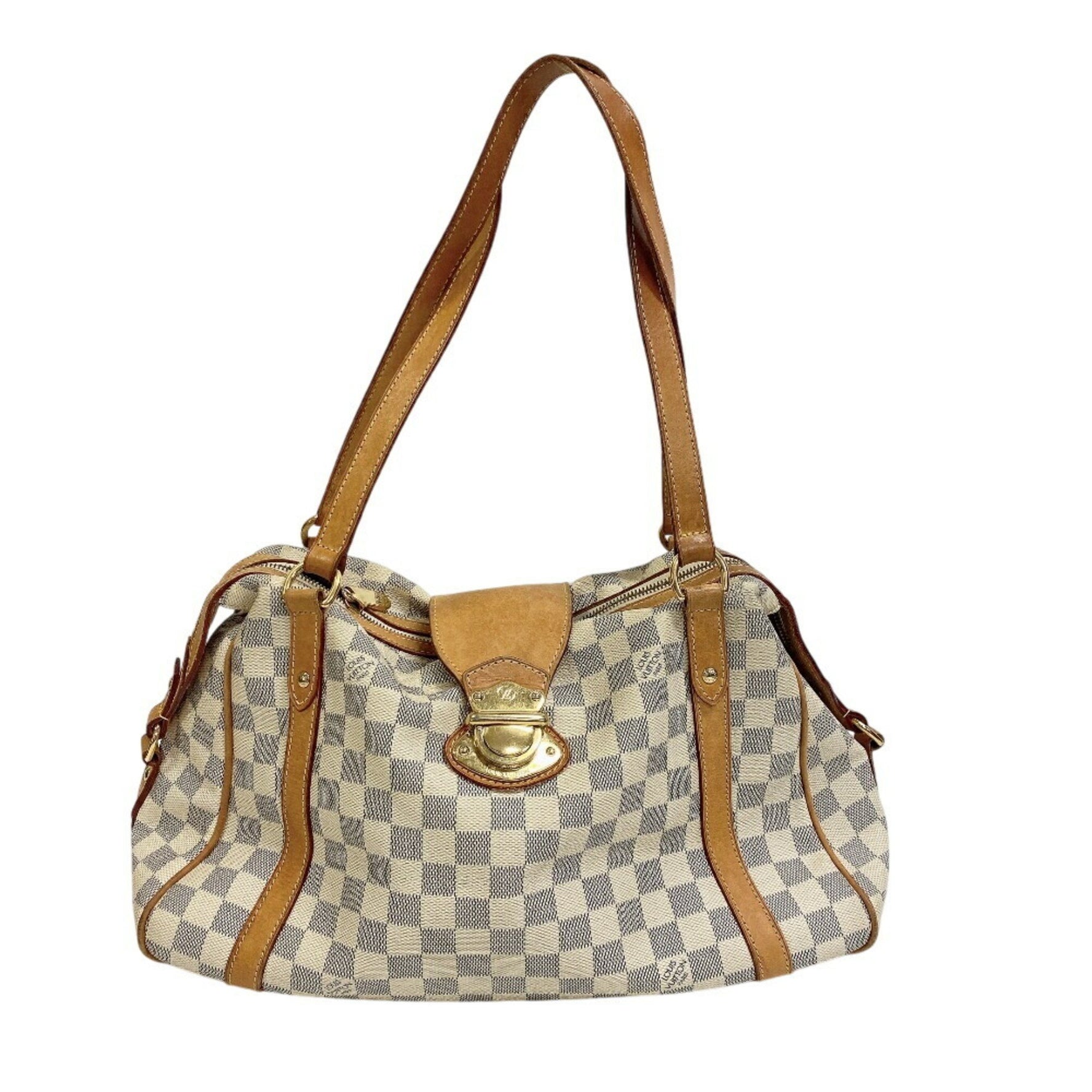LOUIS VUITTON N42220 Stresa PM Hand Shoulder Bag/Tote Bag in Damier Azur Leather, White, Women's