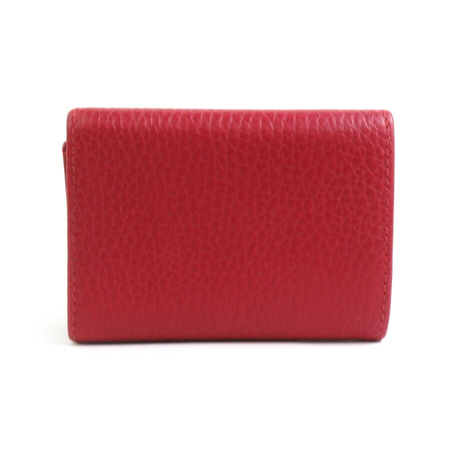 GUCCI Tri-fold Wallet GG Marmont Leather Red