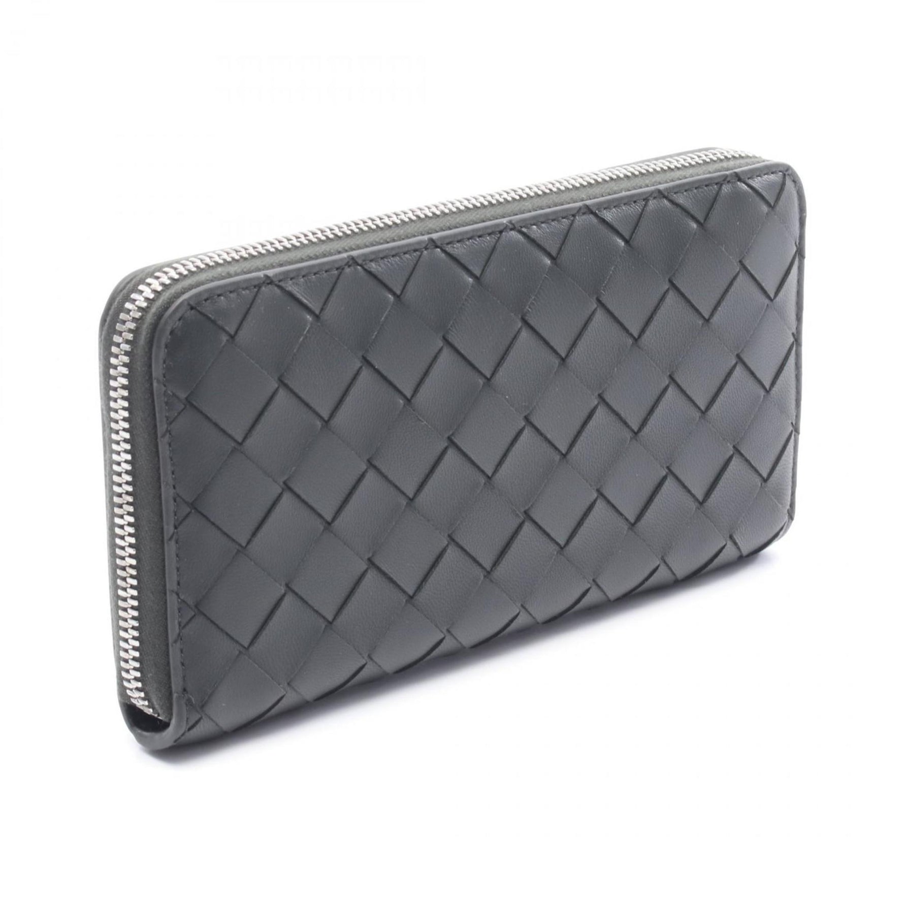 Bottega Veneta Intrecciato Diagonal Round Long Wallet, Leather, Men's