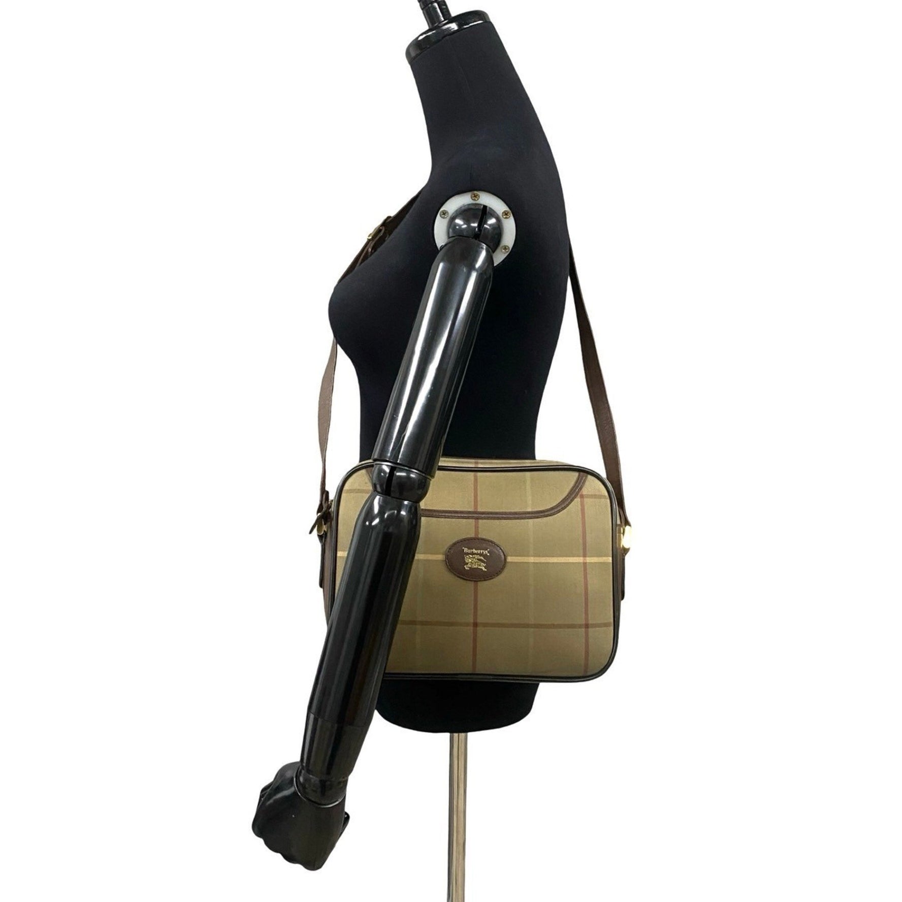 Burberry's Vintage Nova Check Leather Canvas Shoulder Bag/Pochette in Brown