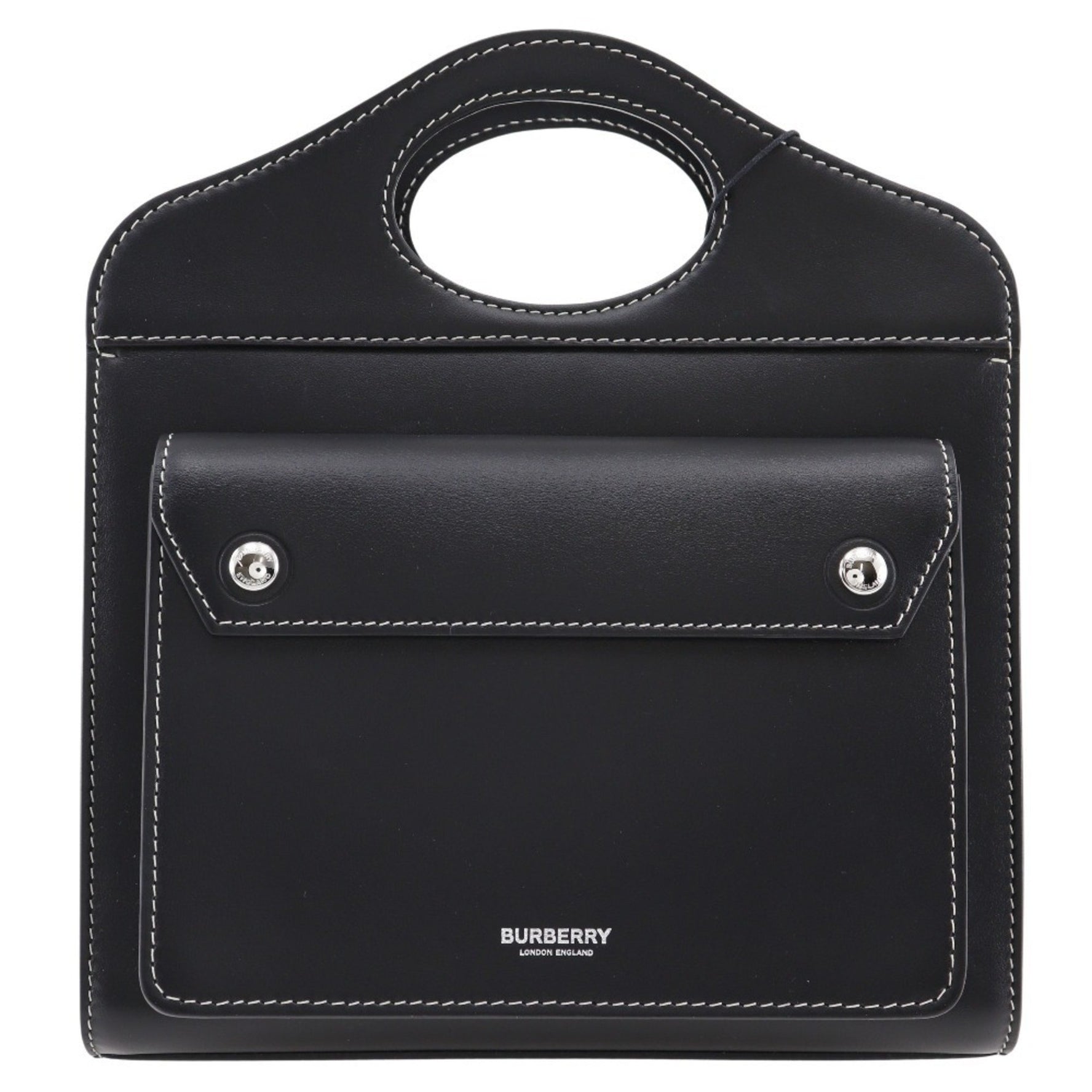 BURBERRY 2WAY Shoulder Handbag Leather Made in Italy Black Crossbody 2way Open 2WAYShoulder Women's