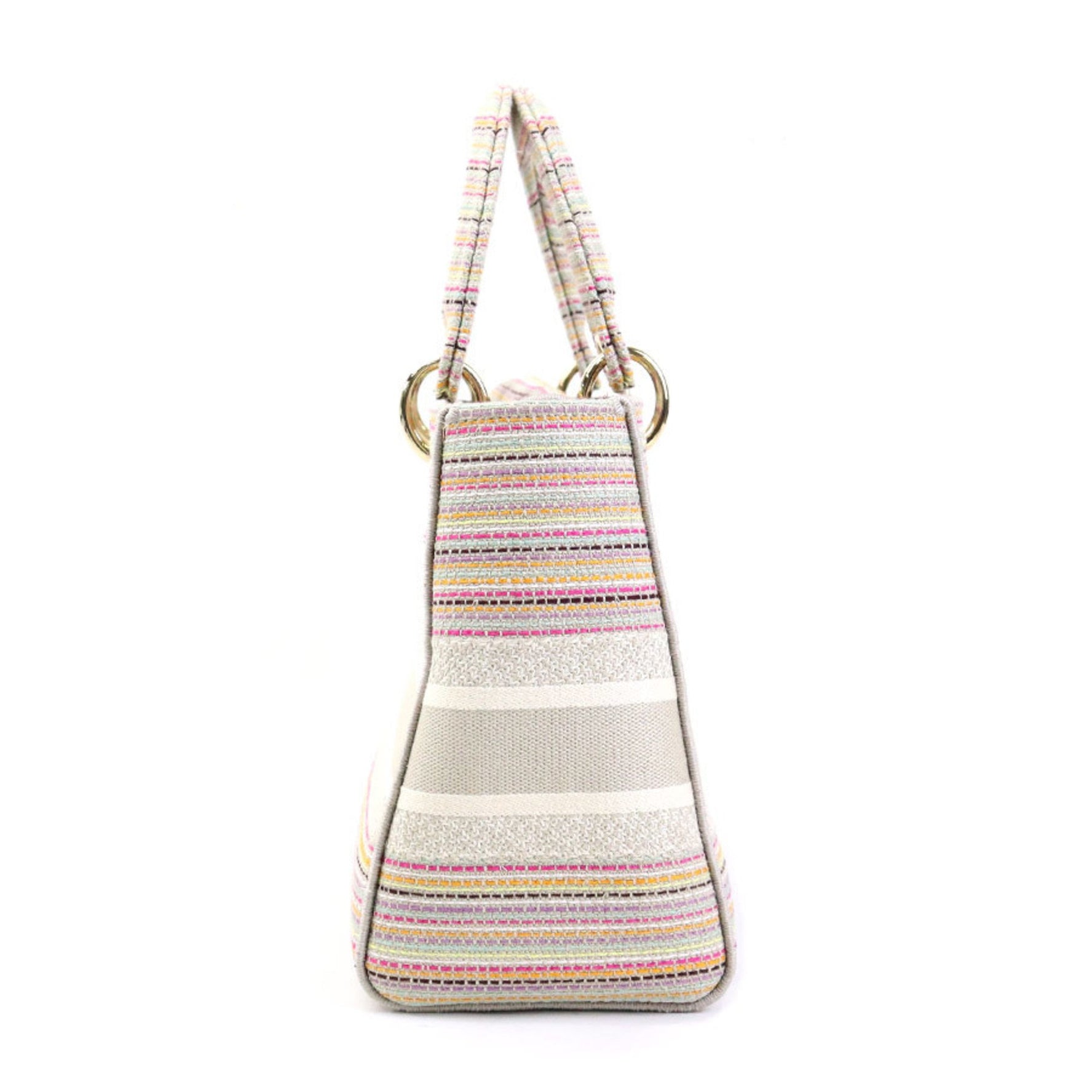 Christian Dior handbag shoulder bag Lady Delight canvas multicolor gold ladies w0982a
