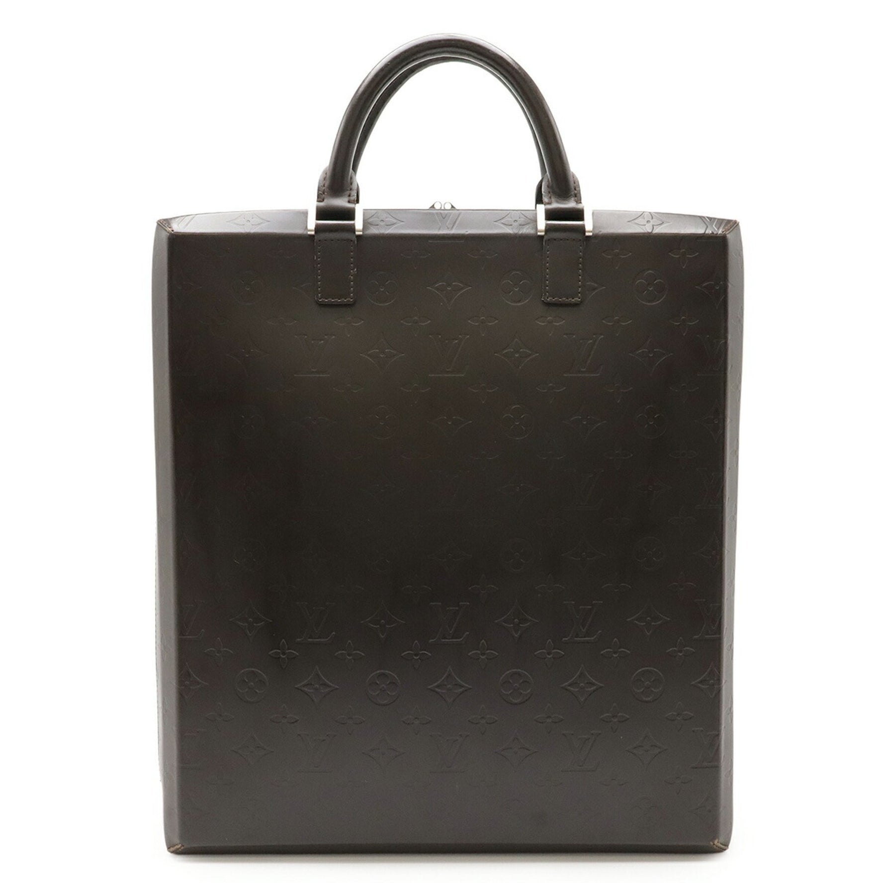 LOUIS VUITTON Monogram Glace Erwin Handbag, Leather, Cafe, Dark Brown