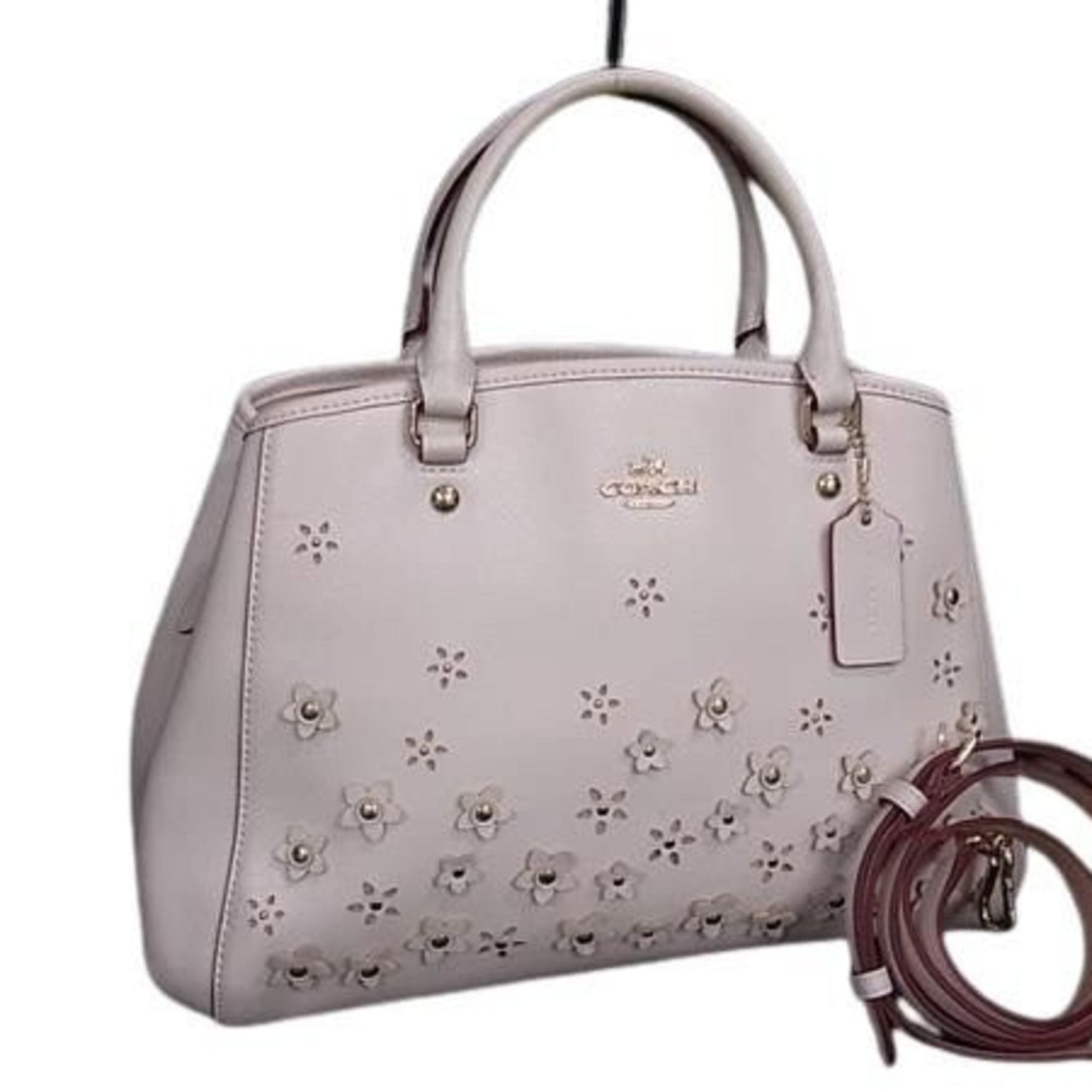 COACH Floral Appliqué Handbag Leather