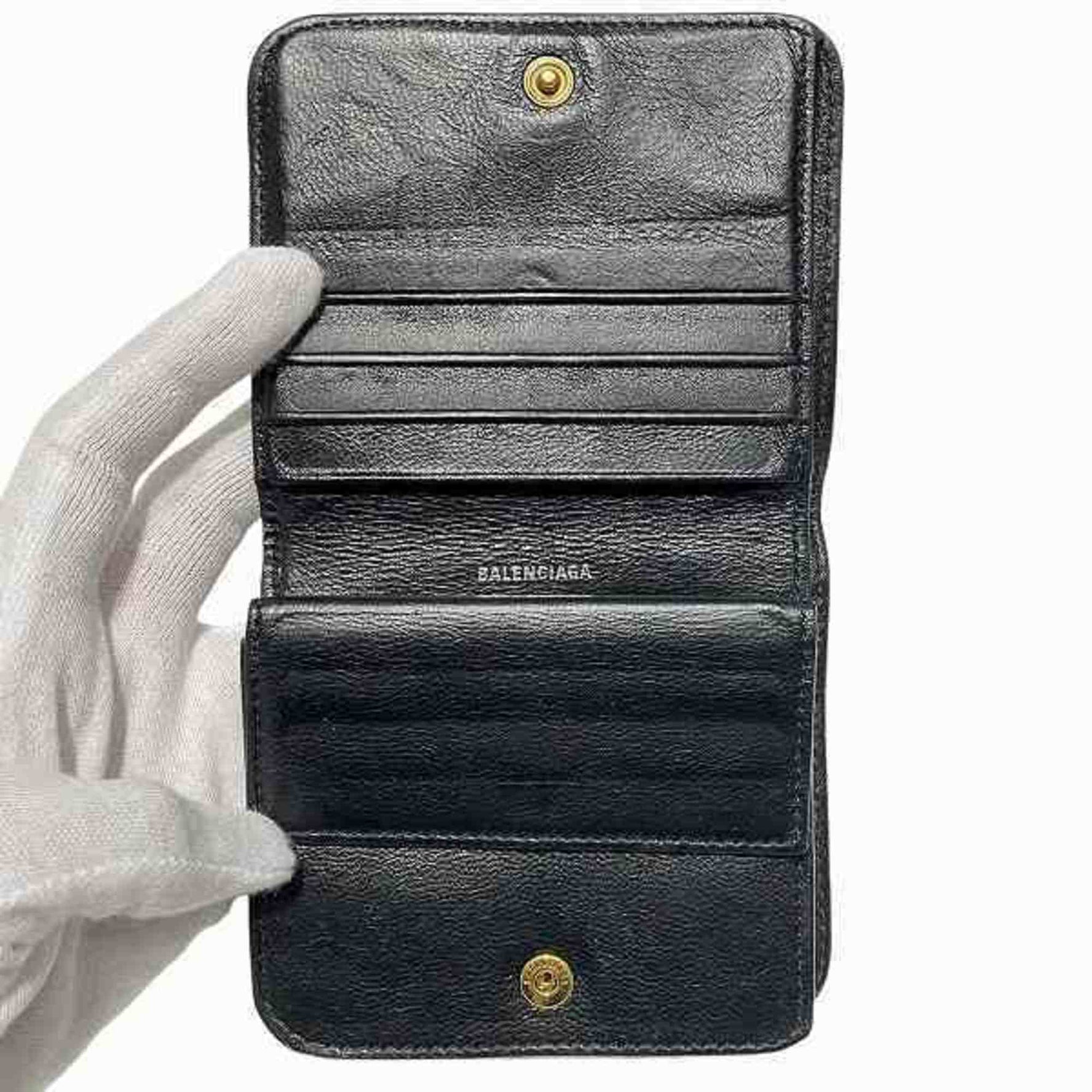 Balenciaga Leather Black Compact Wallet Bi-fold for Men and Women