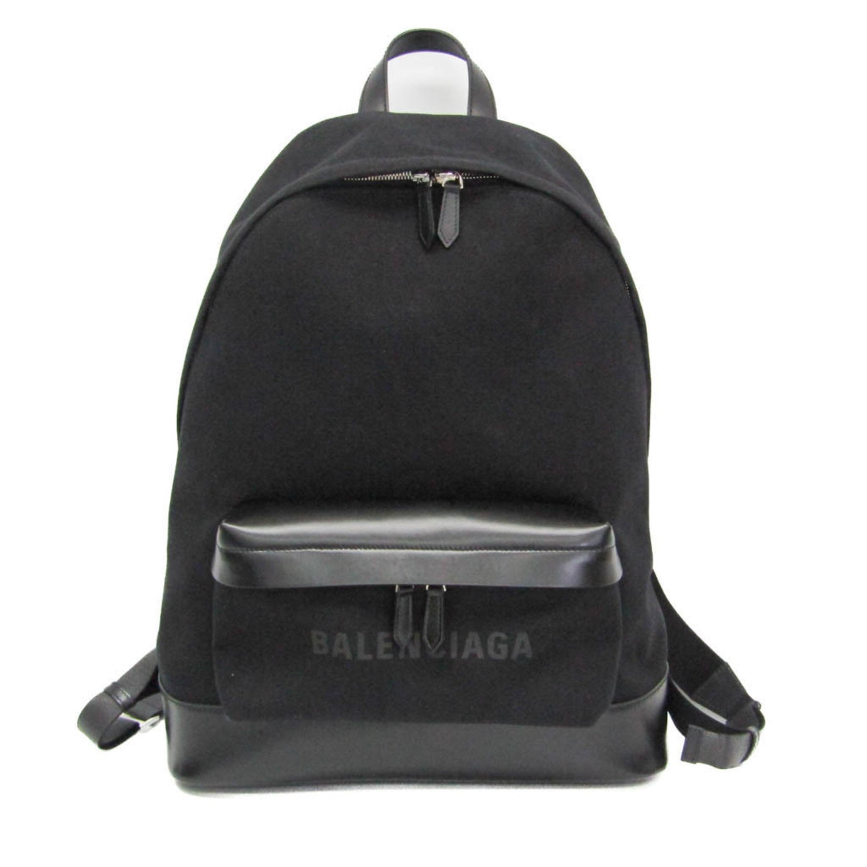 Balenciaga Navy Backpack Men,Women Leather,Canvas Backpack Black