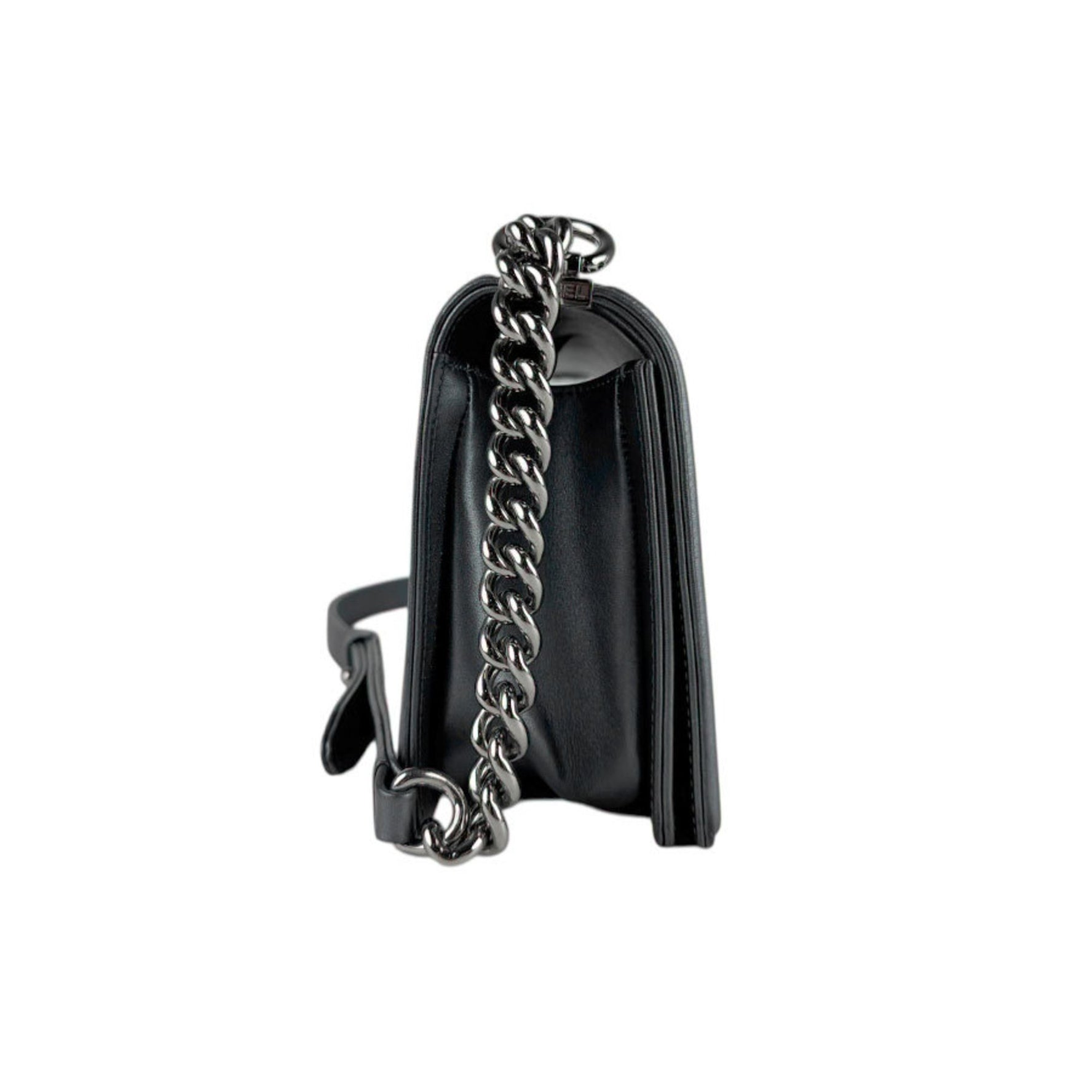 CHANEL Boy Shoulder Bag in Leather and Metallic Gray