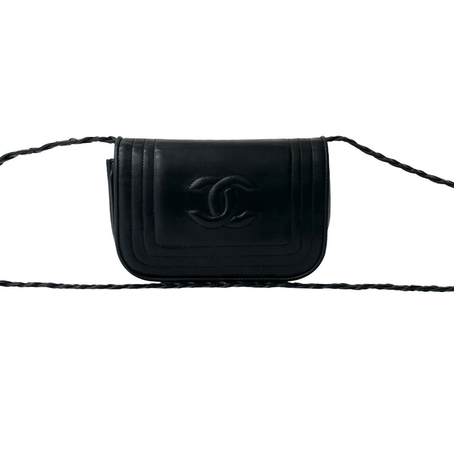 CHANEL Coco Mark Lambskin Genuine Leather Shoulder Bag Pochette