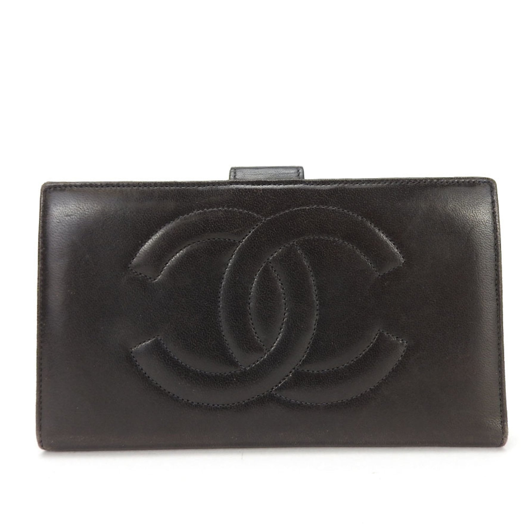 CHANEL Bifold Long Wallet No. 3 Coco Mark Lamb Leather Chic Accessories