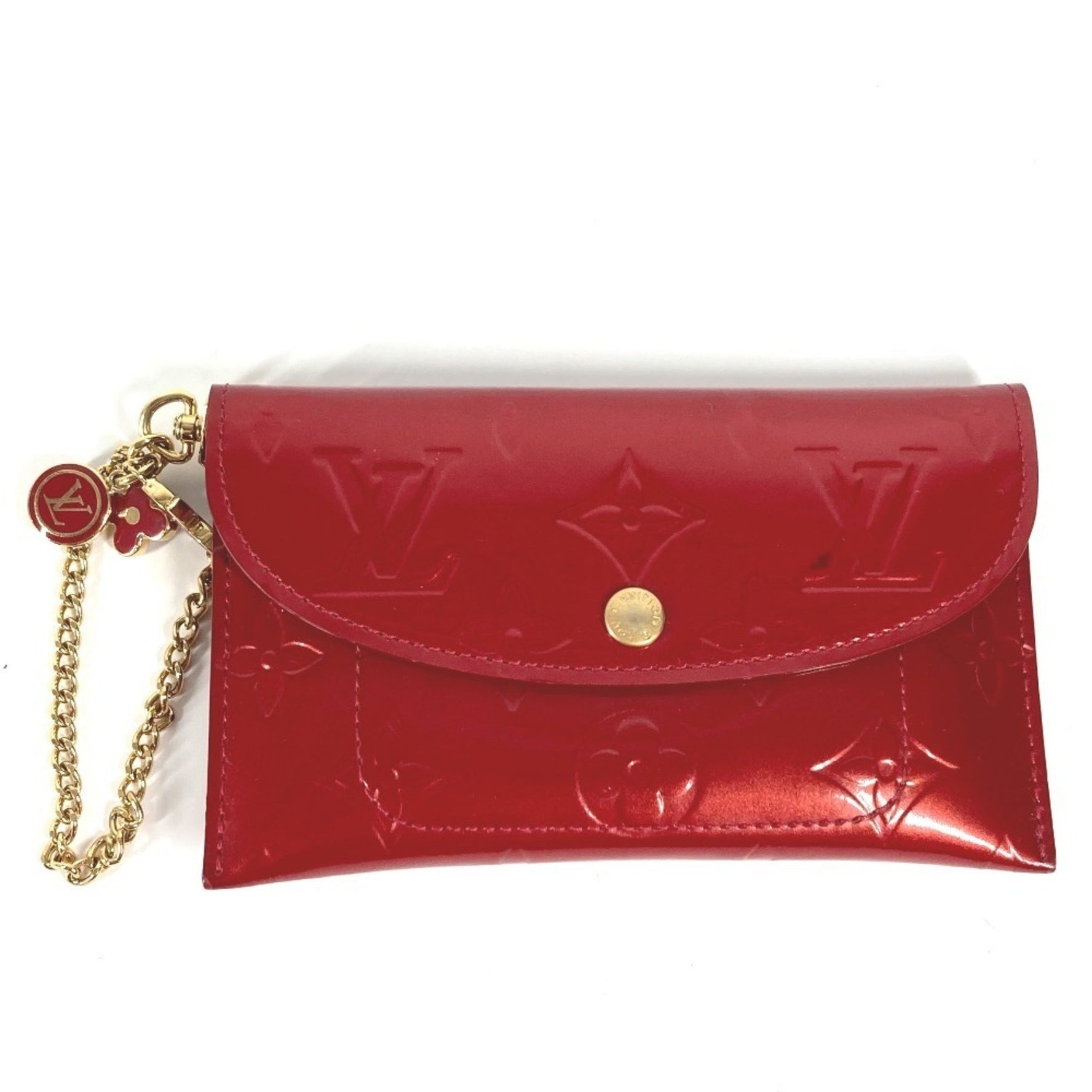 Louis Vuitton Monogram Vernis Envelope Platt Wallet Coin Purse Key Ring Business Card Holder/Card Case Wallet/Coin Canvas Pomme d'Amour Red