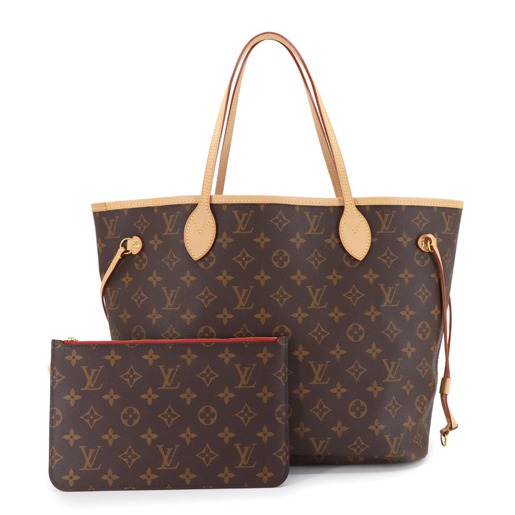 Louis Vuitton Monogram Neverfull MM Tote Bag, Brown, Cerise