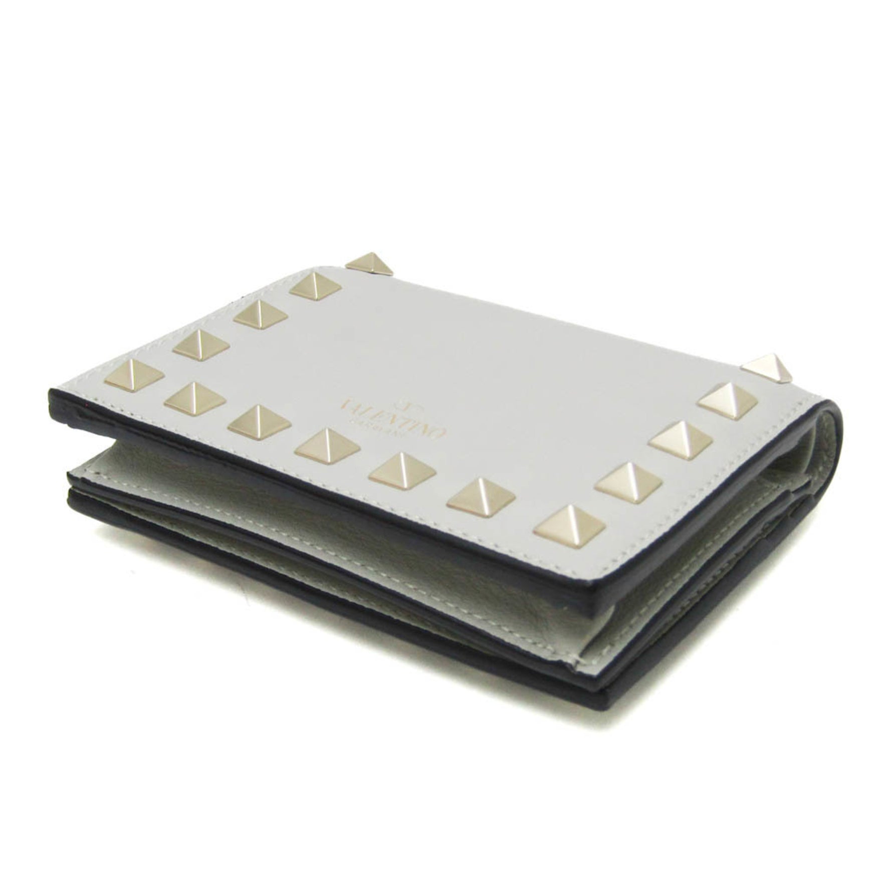 Valentino Garavani Rockstuds Leather Wallet (bi-fold) Light Gray