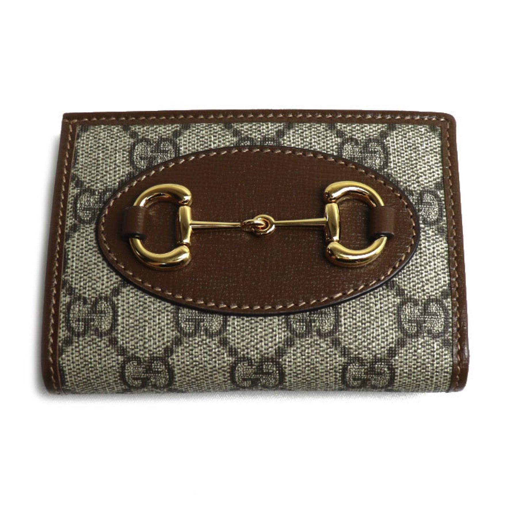 GUCCI Horsebit 1955 Card Case Wallet Bifold Beige/Ebony ?726846 8563