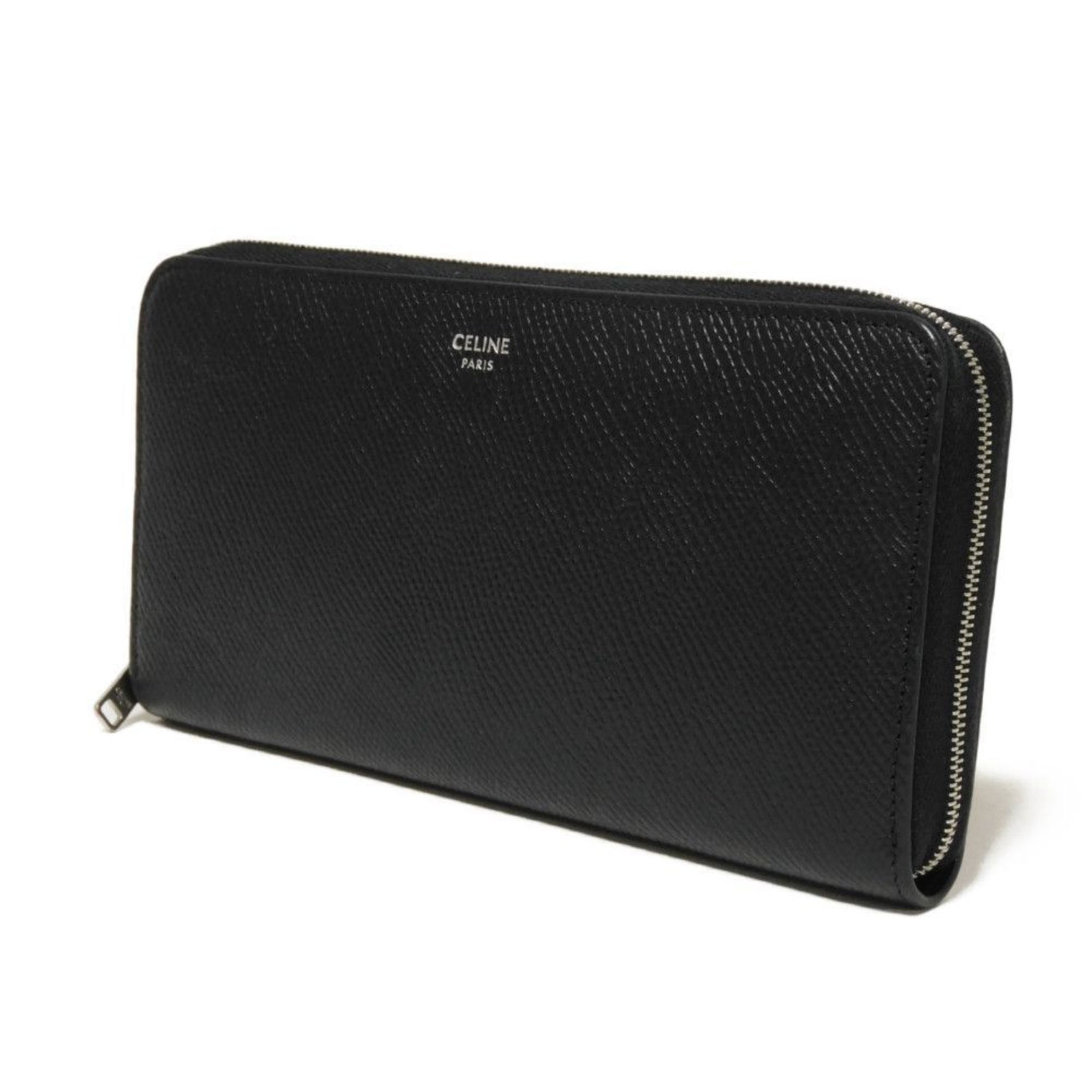 Celine Large Zip Wallet in Foil-Stamped Grained Calfskin, Round, New, Men's and