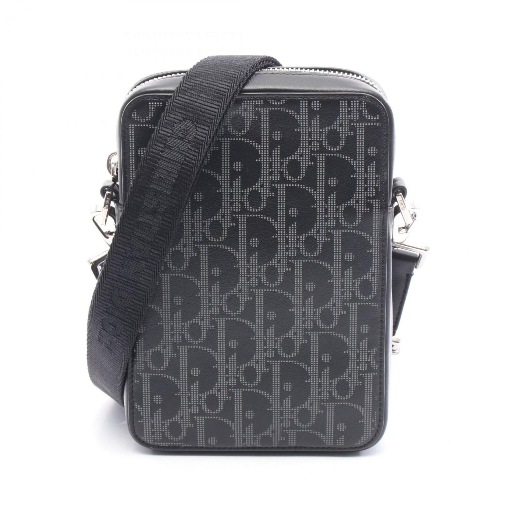 Christian Dior Dior World Tour Messenger Pouch Oblique Shoulder Bag Leather Black/Gray