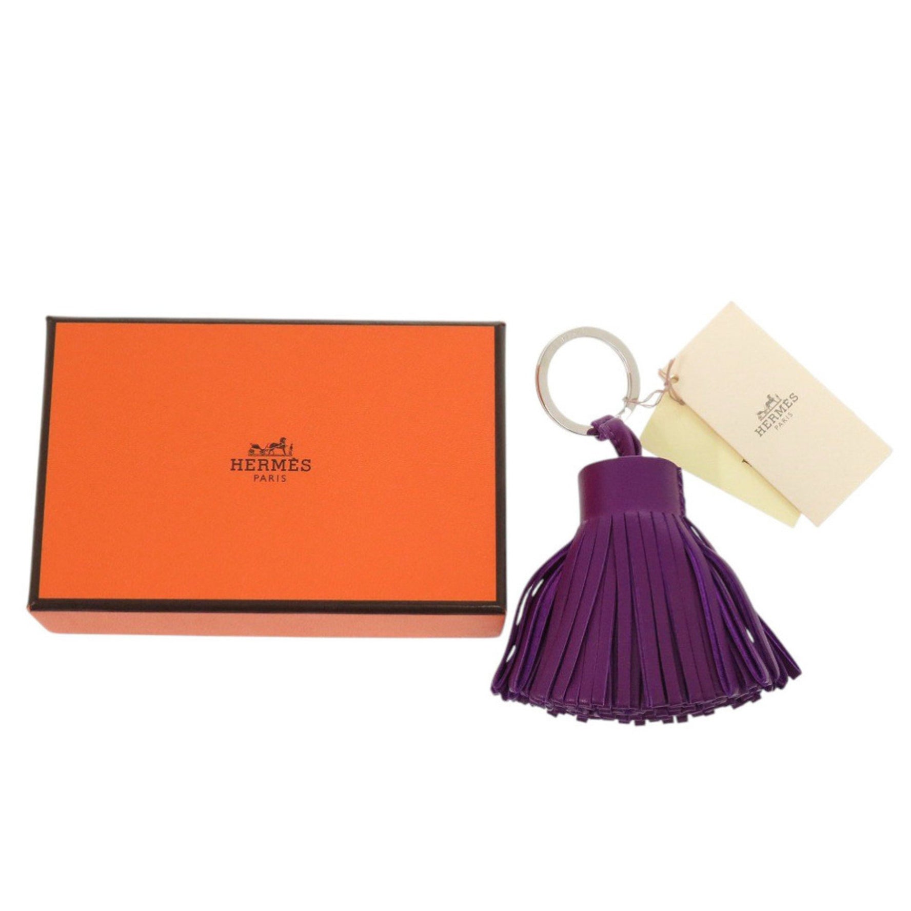 Hermes Like new Hermès Carmen bag charm with fringe, Agnès Milo, violet keychain, purple, 0707.