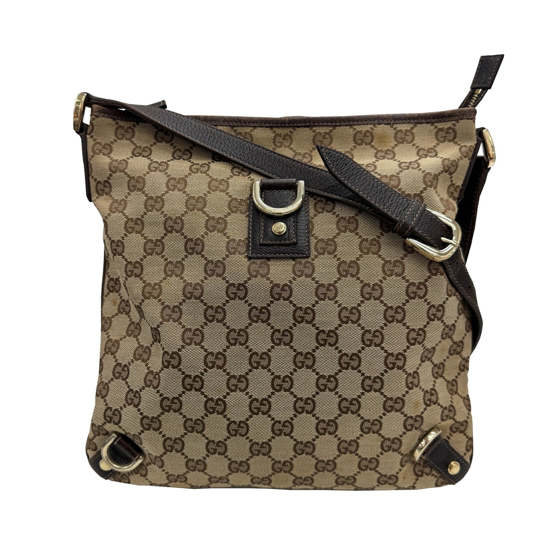 GUCCI GG Canvas Shoulder Bag, and Leather