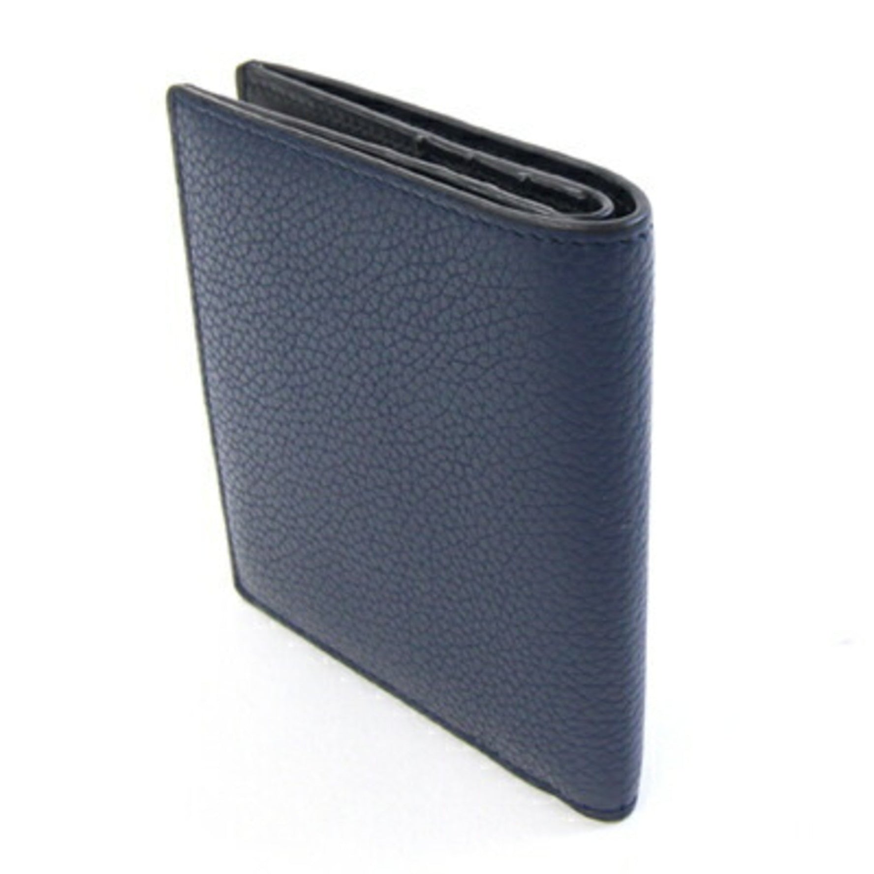 LOEWE Bi-fold Wallet Anagram Vertical Bifold Navy Black Leather Bi-color