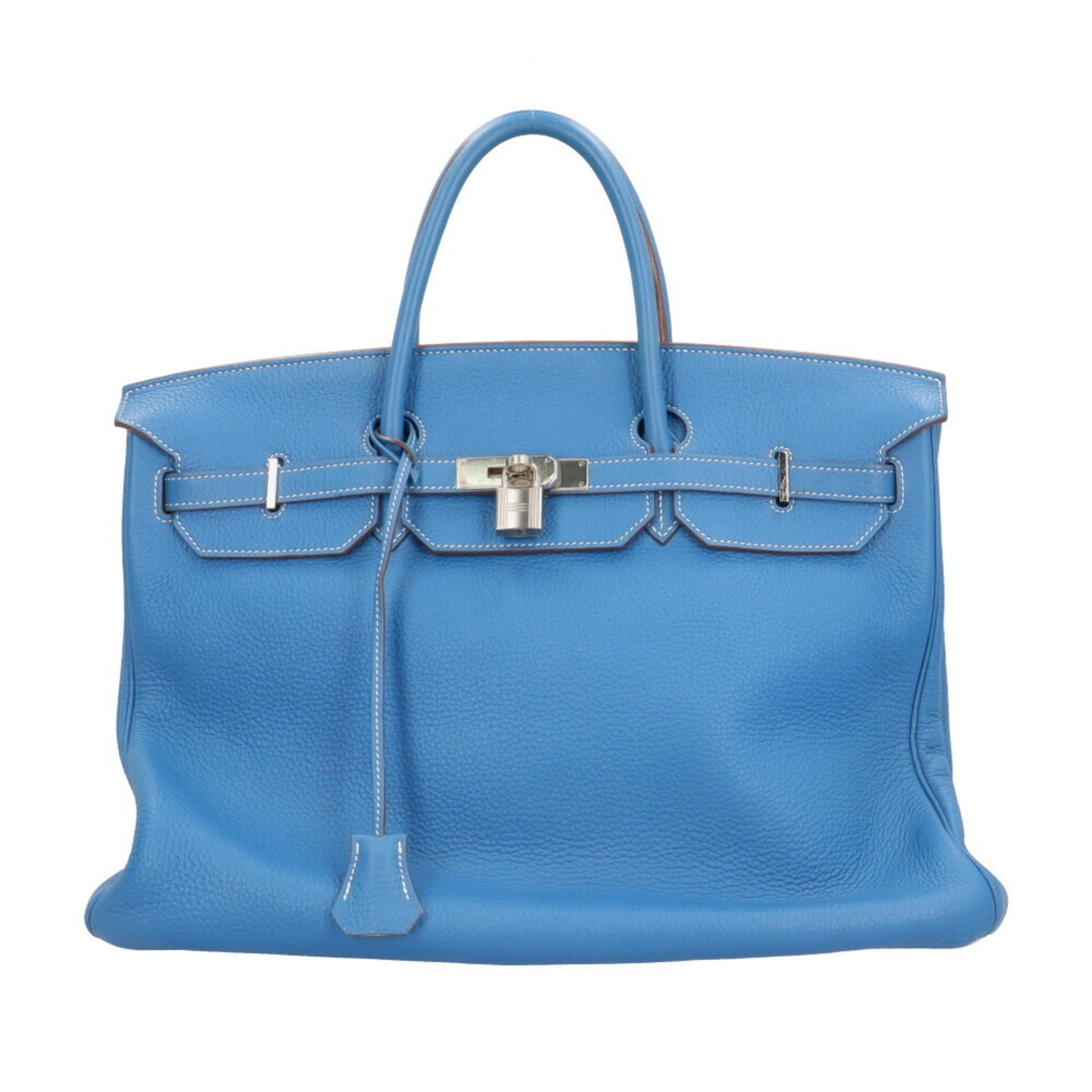 Hermes Birkin 40 Eclat Handbag, Taurillon Clemence Blue, Women's, HERMES
