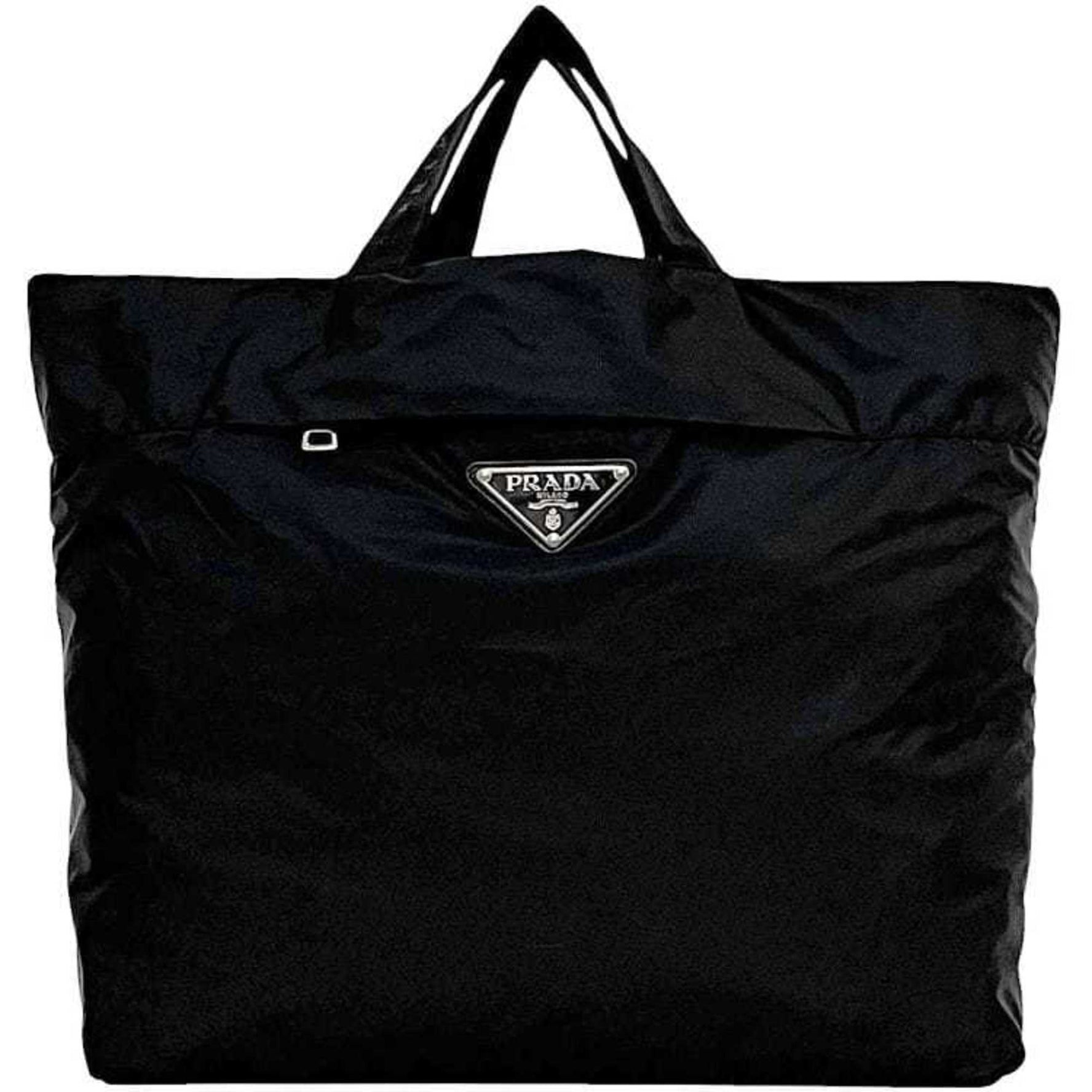 Prada Tote Bag Black NERO Tessuto Nylon 8 Eco Foldable Triangular Plate Compact and Portable Women