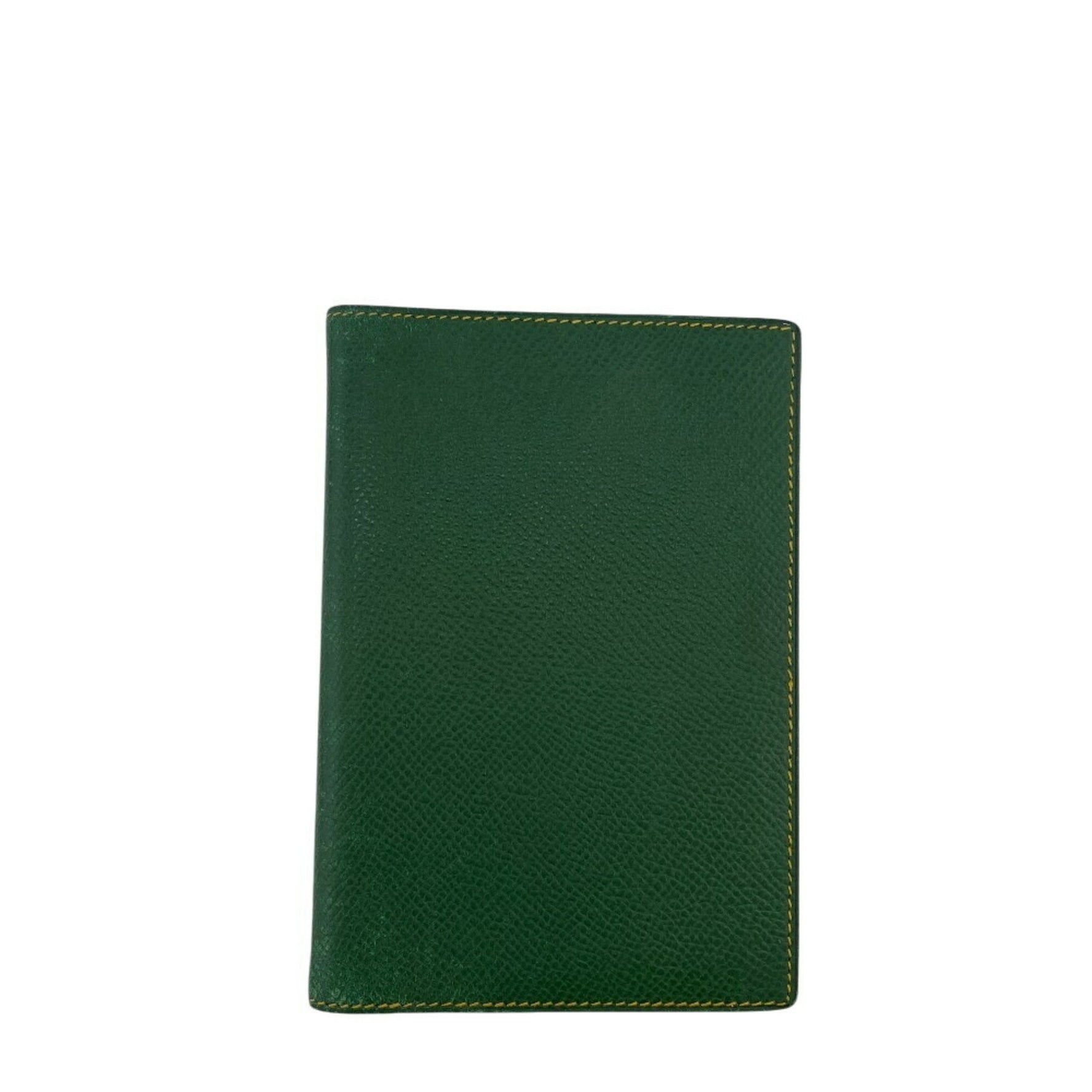 HERMES 〇M engraved Agenda GM Schedule cover Notebook Luxury leather Genuine Green Unisex