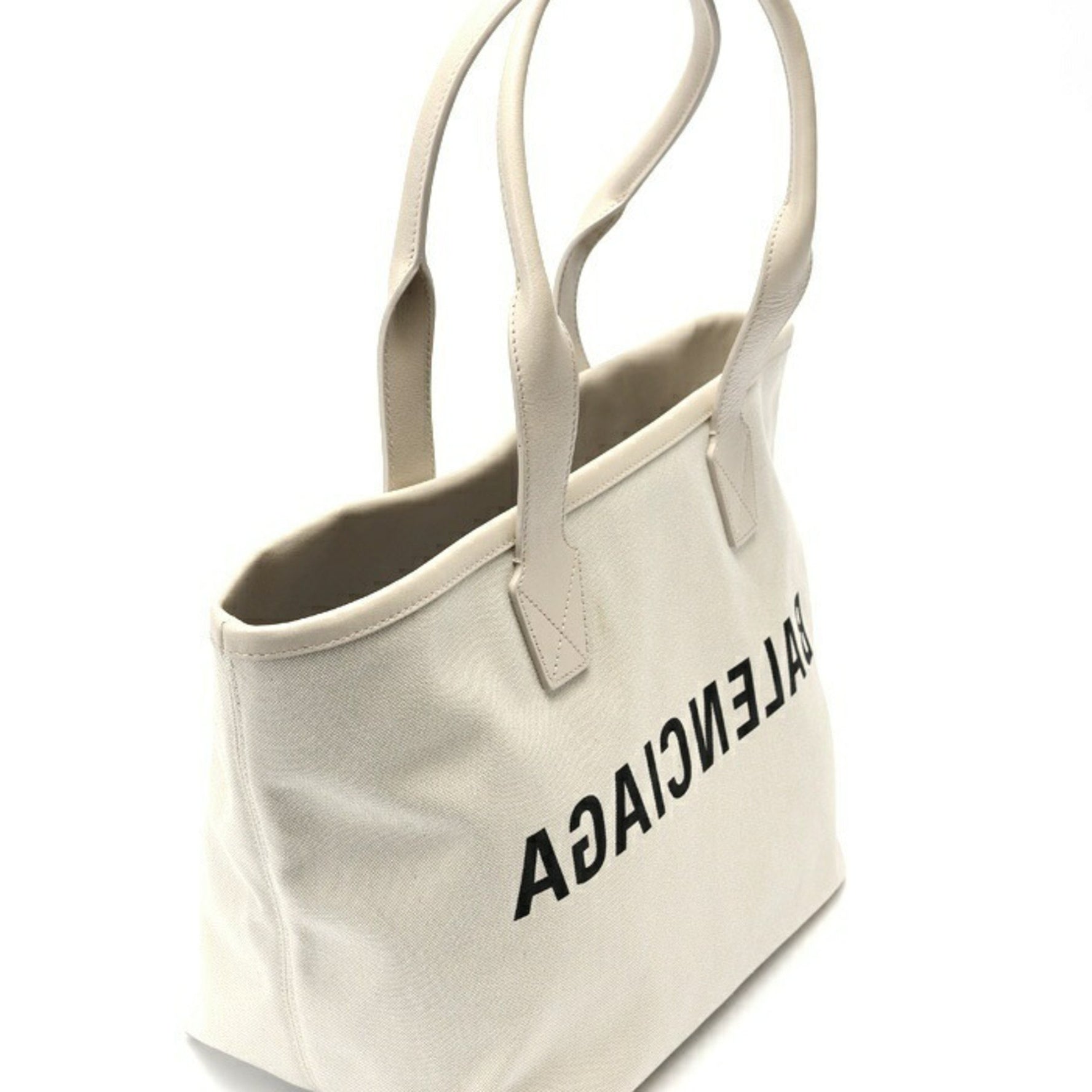 Balenciaga Jumbo Small Tote Bag Canvas Leather Natural Greige