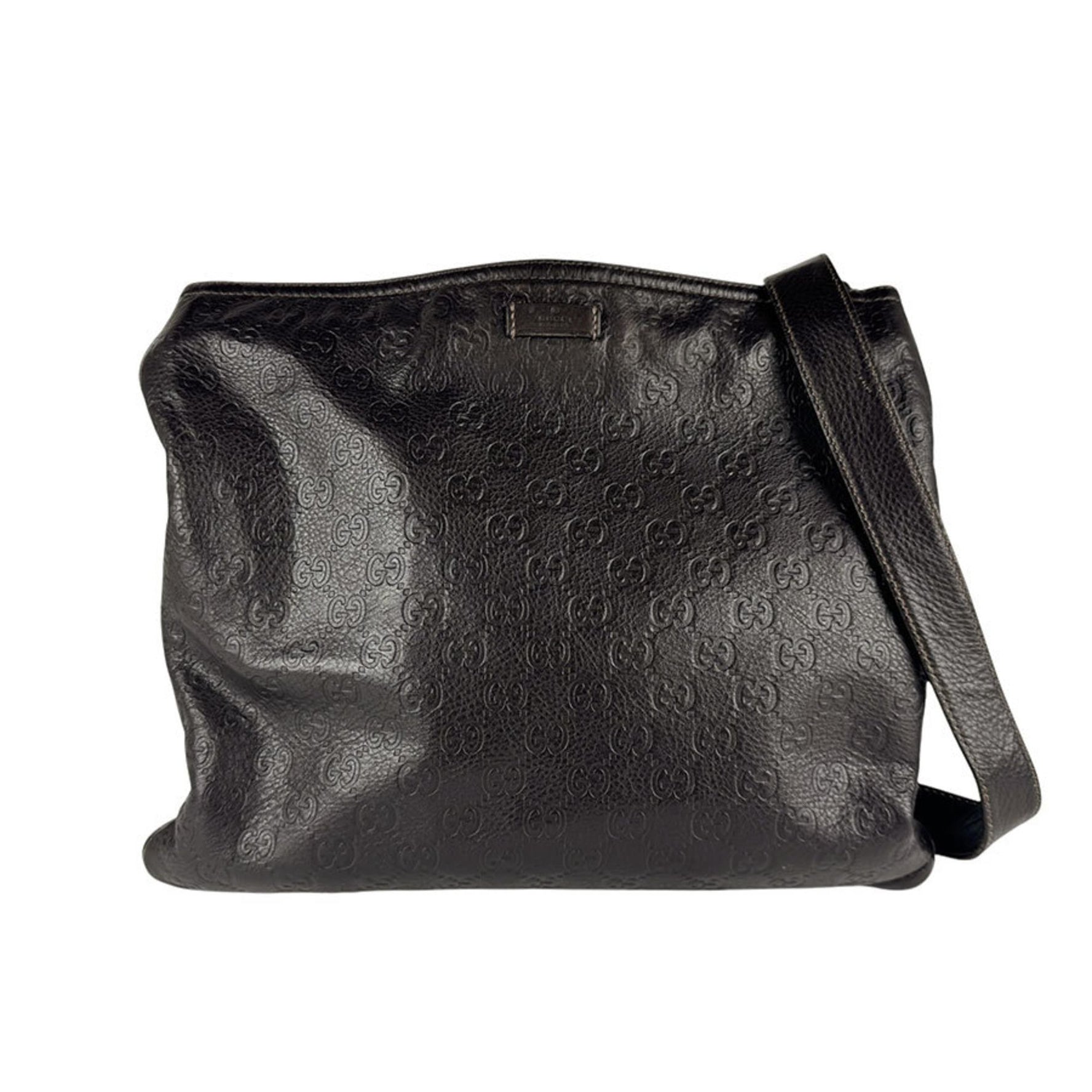 GUCCI Shoulder bag Leather Dark brown Men's