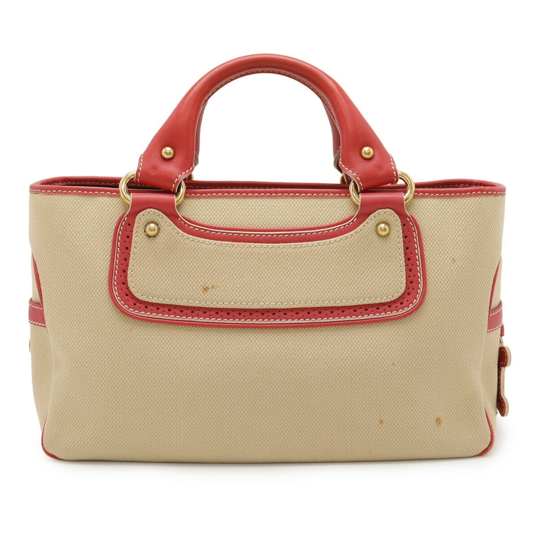 CELINE Boogie Bag Handbag Tote Canvas Leather Beige Pink