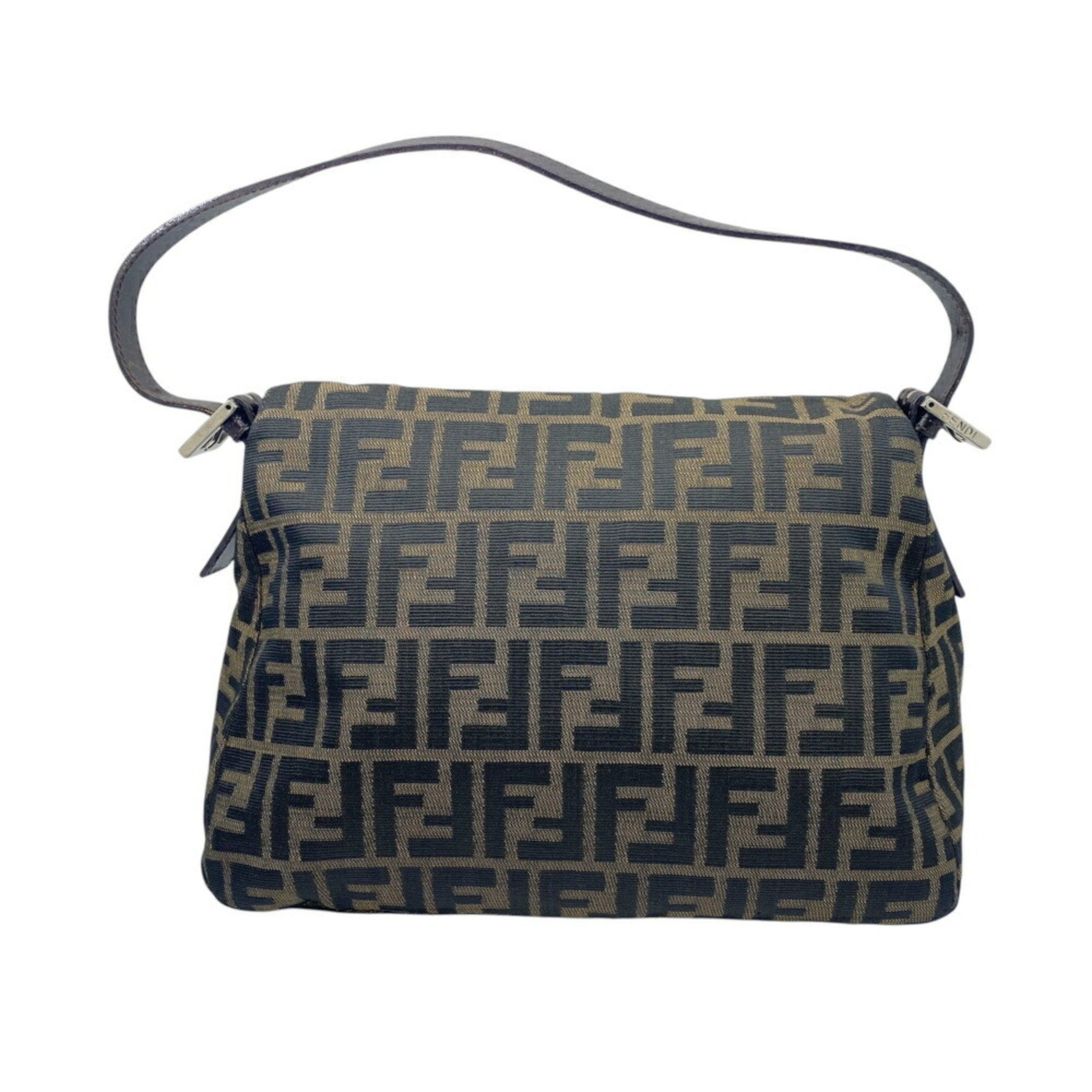 FENDI Mamma Bucket Zucca Pattern Canvas Leather Brown Khaki Handbag Bag Beige Women's and Men's
