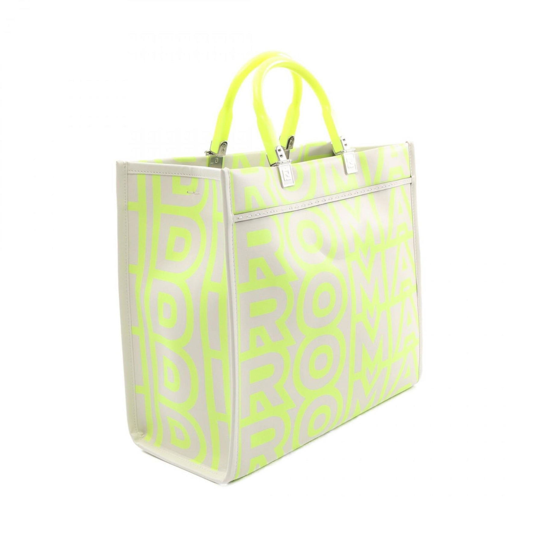 FENDI Marc Jacobs SUNSHINE MEDIUM Tote Bag, Leather, Gray and Green, Small